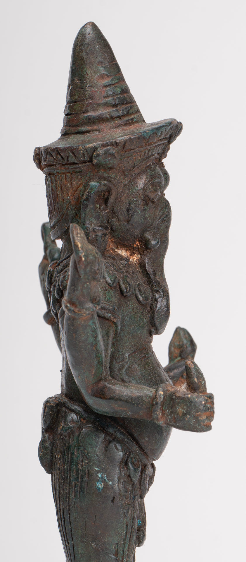 Ganesha Statue - Antique Thai Style Bronze Standing 4-Arm Ganesha Statue - 22.5cm/9"