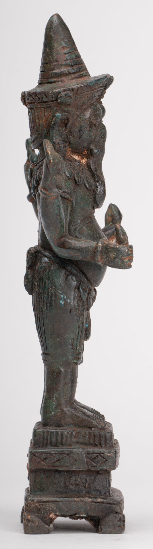 Ganesha Statue - Antique Thai Style Bronze Standing 4-Arm Ganesha Statue - 22.5cm/9"
