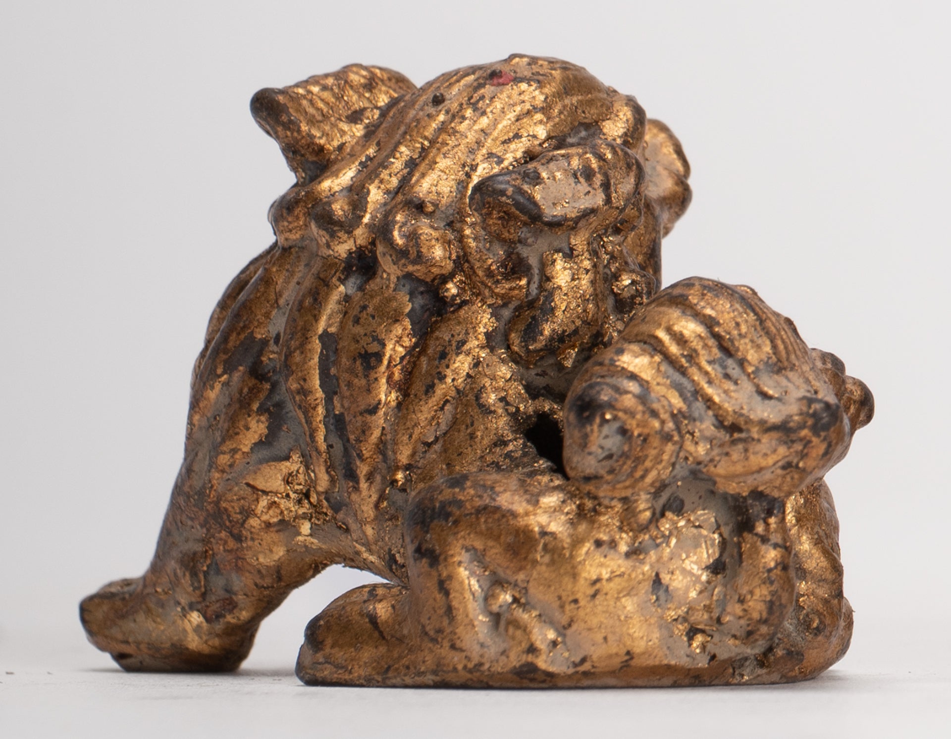 Antique Chinese Style Temple Guardian Lions Shishi Lions Foo Dogs Imperial Lions (Pair) - 3.5cm/1"