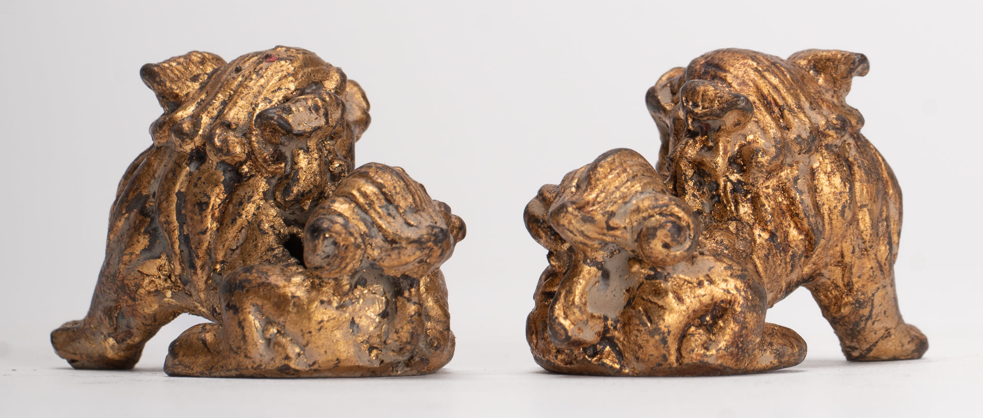 Antique Chinese Style Temple Guardian Lions Shishi Lions Foo Dogs Imperial Lions (Pair) - 3.5cm/1"