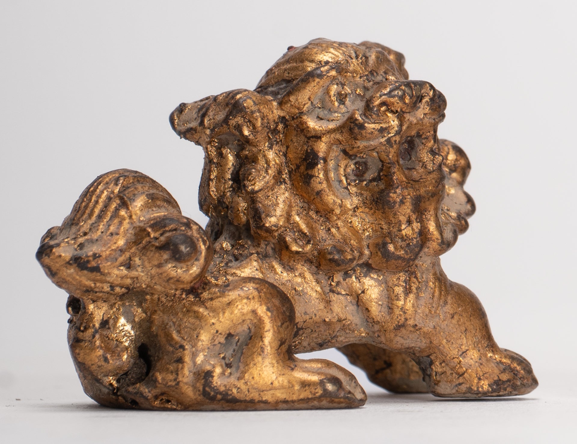 Antique Chinese Style Temple Guardian Lions Shishi Lions Foo Dogs Imperial Lions (Pair) - 3.5cm/1"