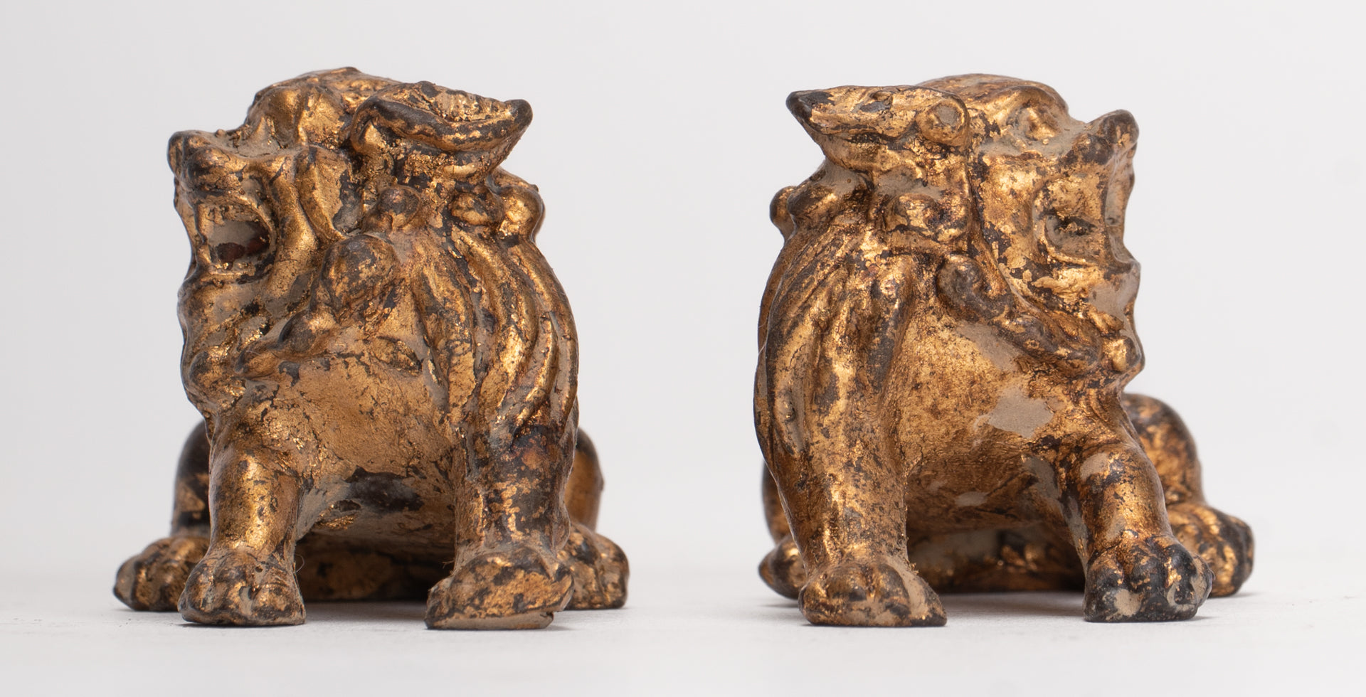 Antique Chinese Style Temple Guardian Lions Shishi Lions Foo Dogs Imperial Lions (Pair) - 3.5cm/1"