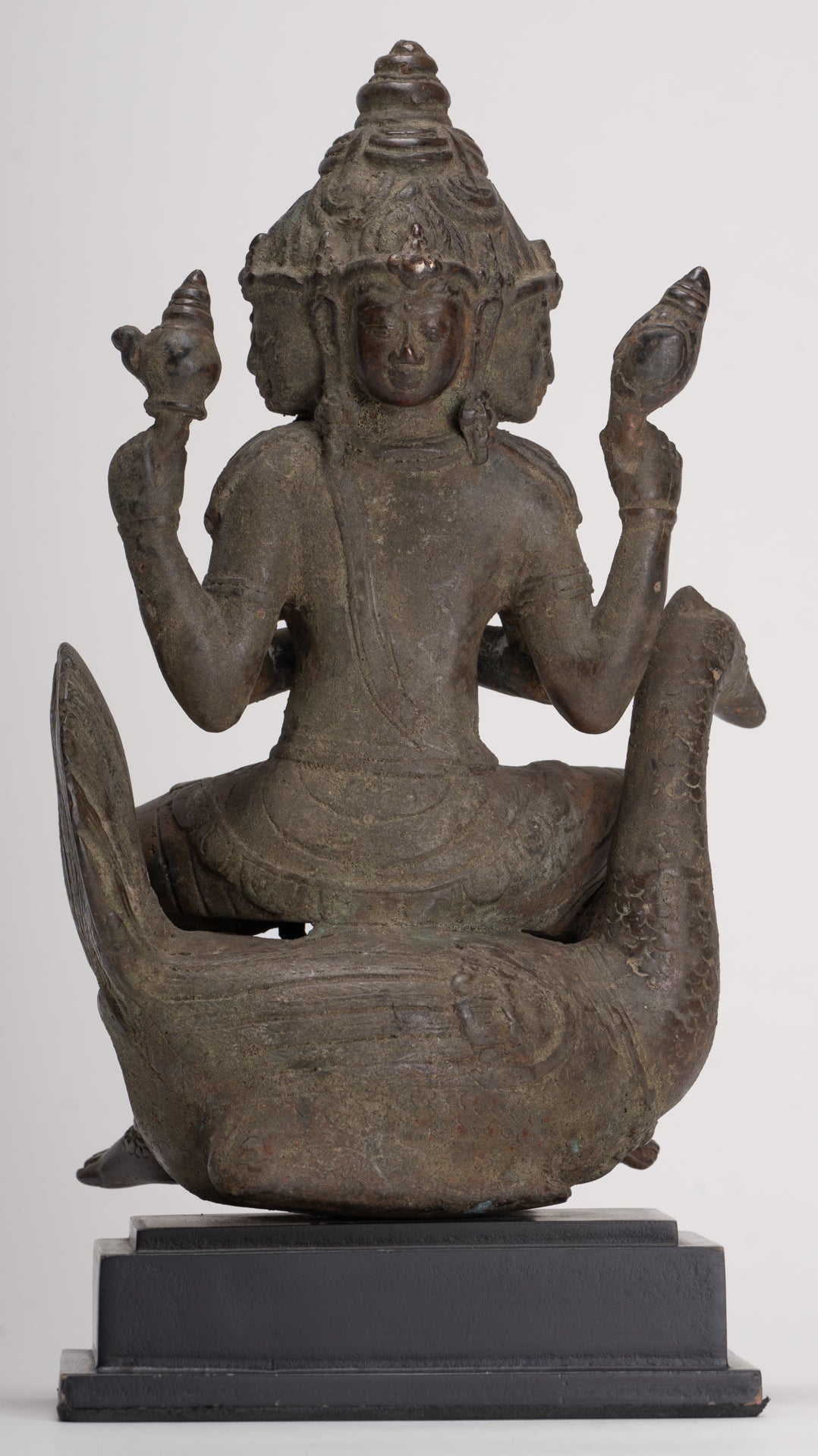 Antique Indonesian Style Majapahit Standing Bronze Brahma Statue - 30cm/12" 