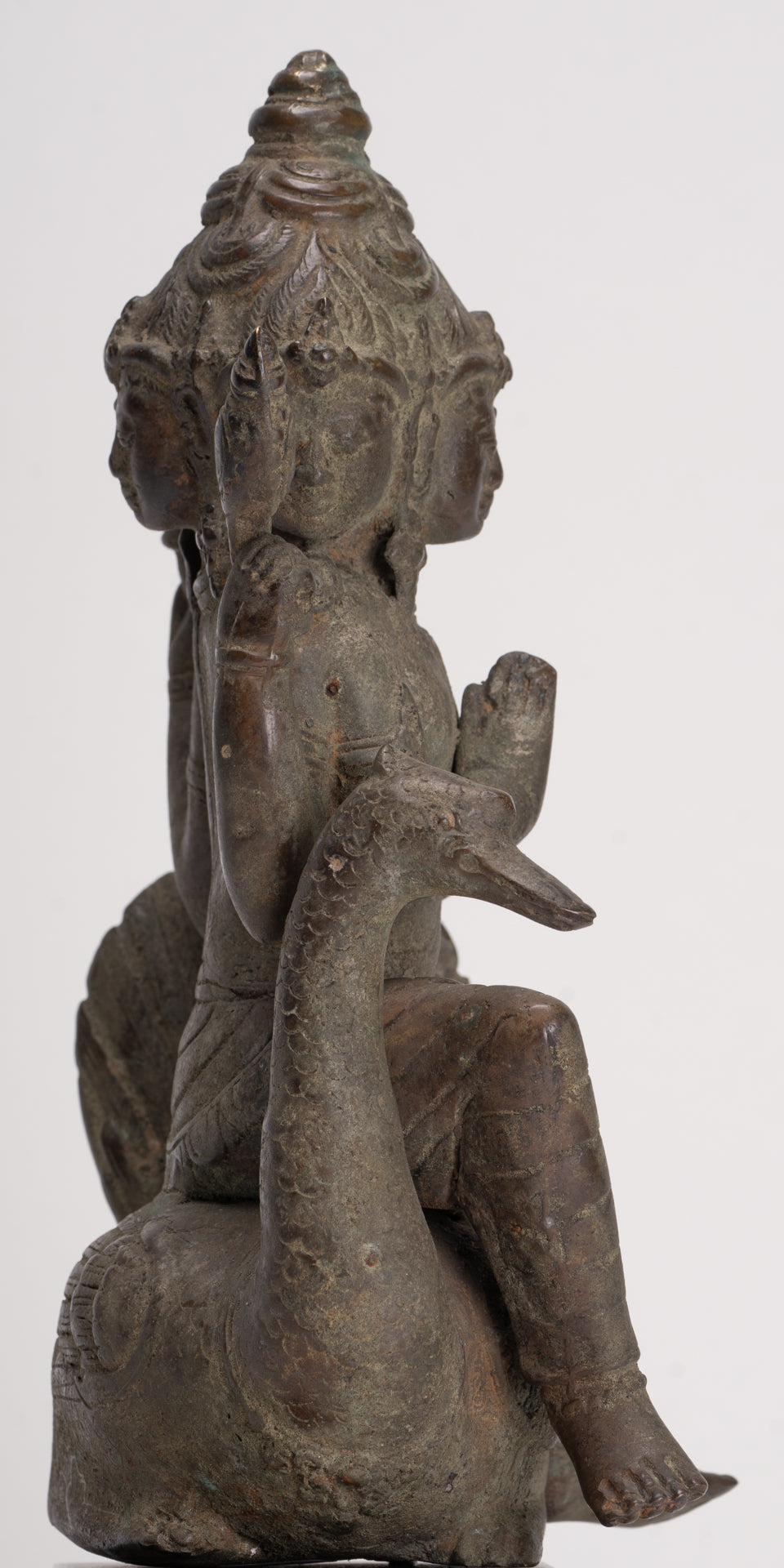 Antique Indonesian Style Majapahit Standing Bronze Brahma Statue - 30cm/12" 