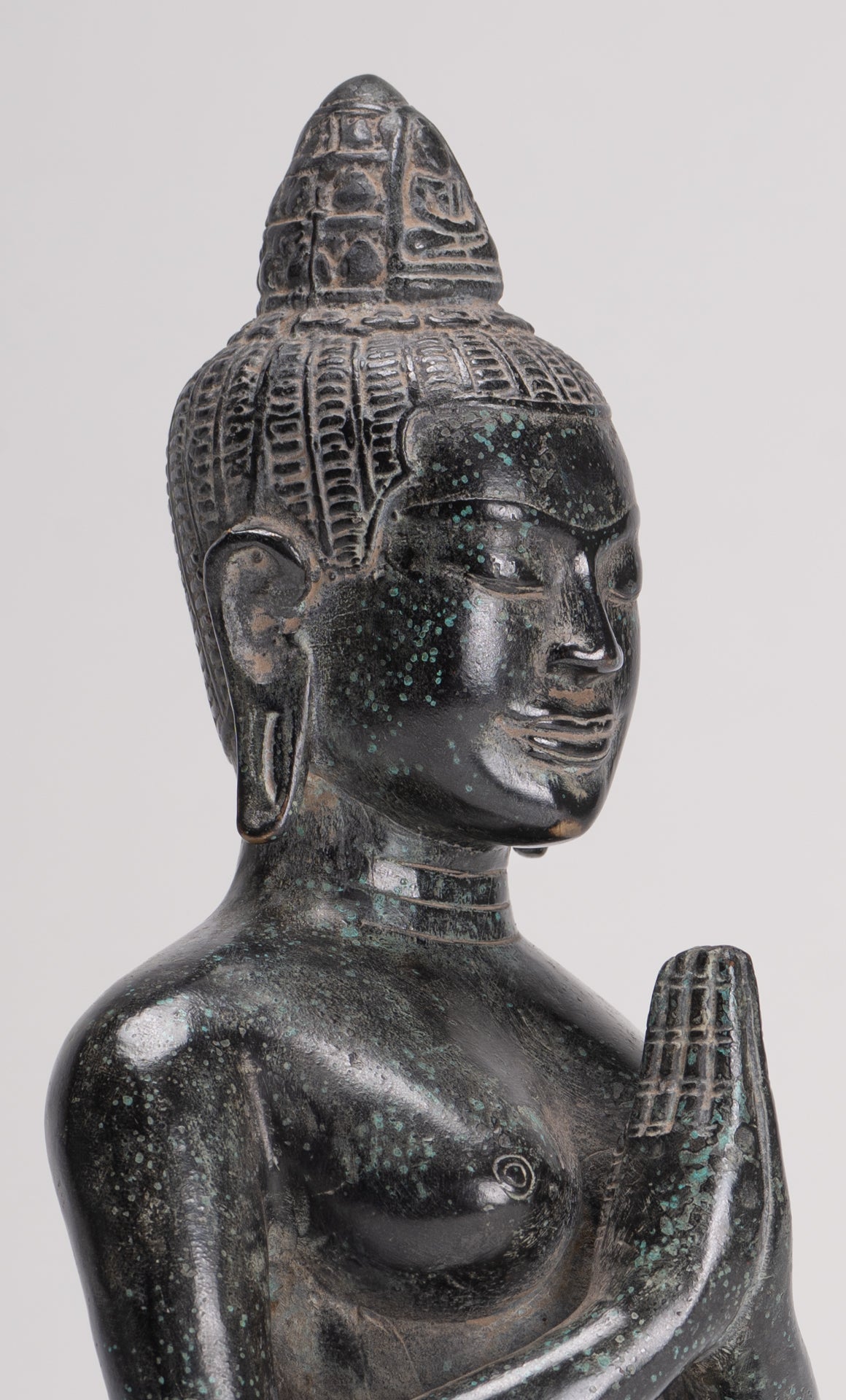 Deity Statue - Antique Khmer Style Bayon Prajnaparamita Statue / Goddess - 28cm/11"
