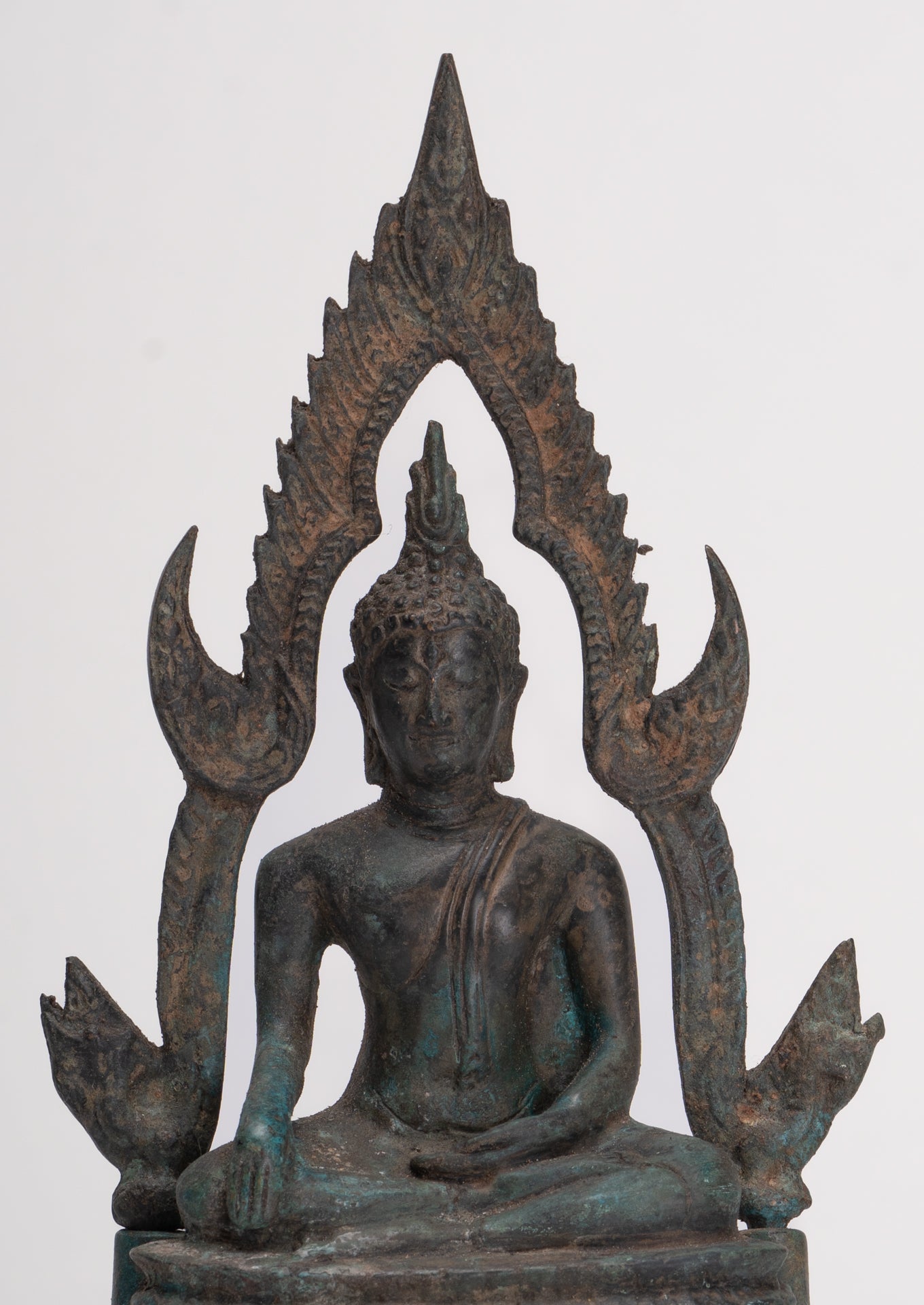 Buddha Statue - Antique Thai Style Bronze Phitsanulok Chinnarat Buddha Statue - 20cm/8"
