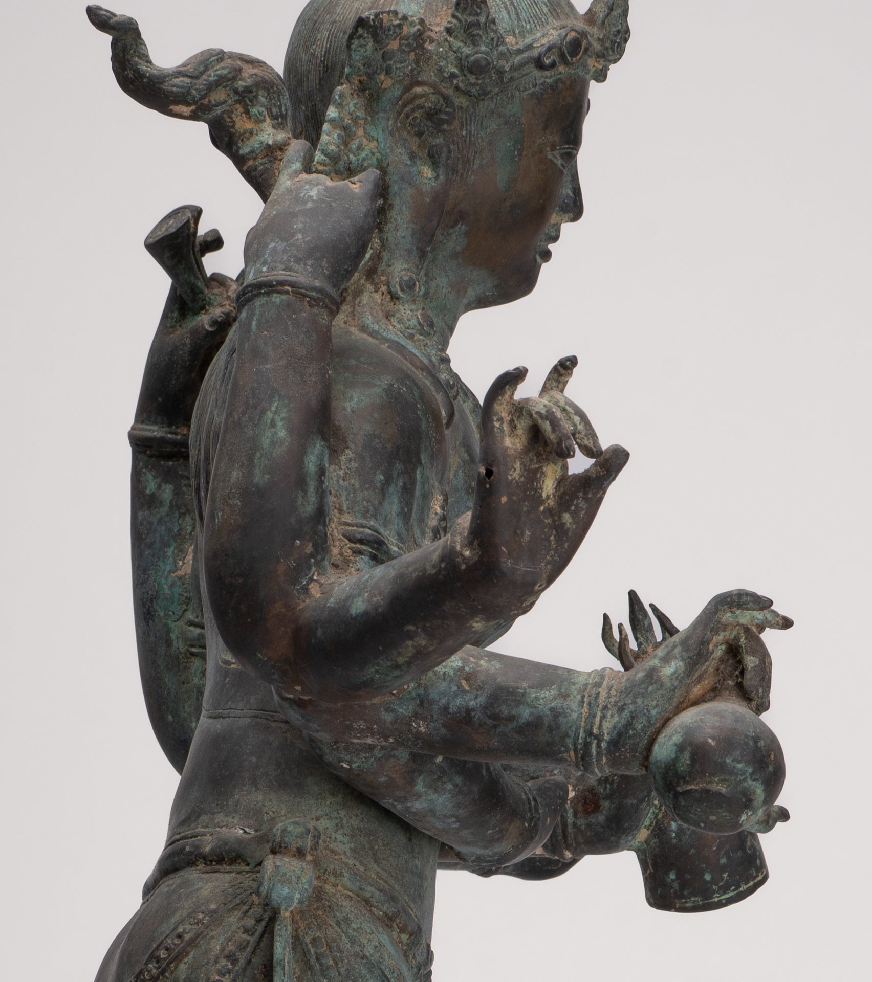 Parvati Statue - Antique Indonesian Style Bronze Javanese Parvati Torso - 72cm/29"