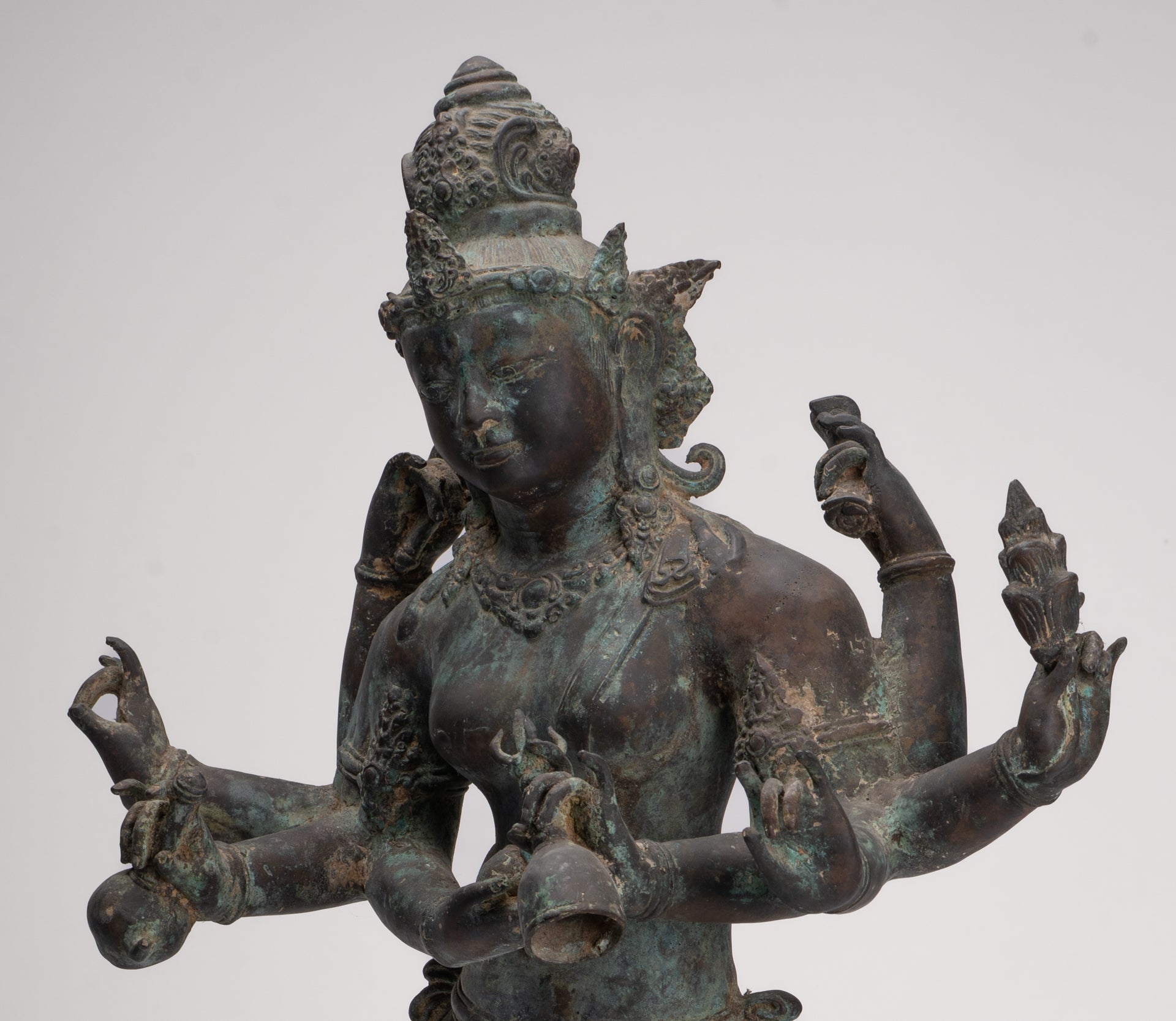 Parvati Statue - Antique Indonesian Style Bronze Javanese Parvati Torso - 72cm/29"