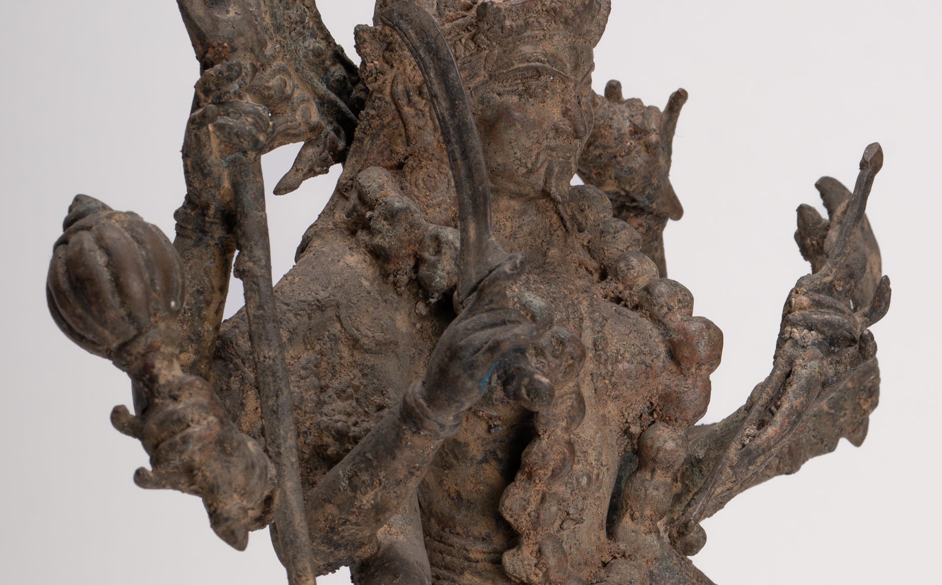 Kali Statue - Antique Java Style Majapahit Standing Bronze Kali or Mahakali Statue - 45cm/18"