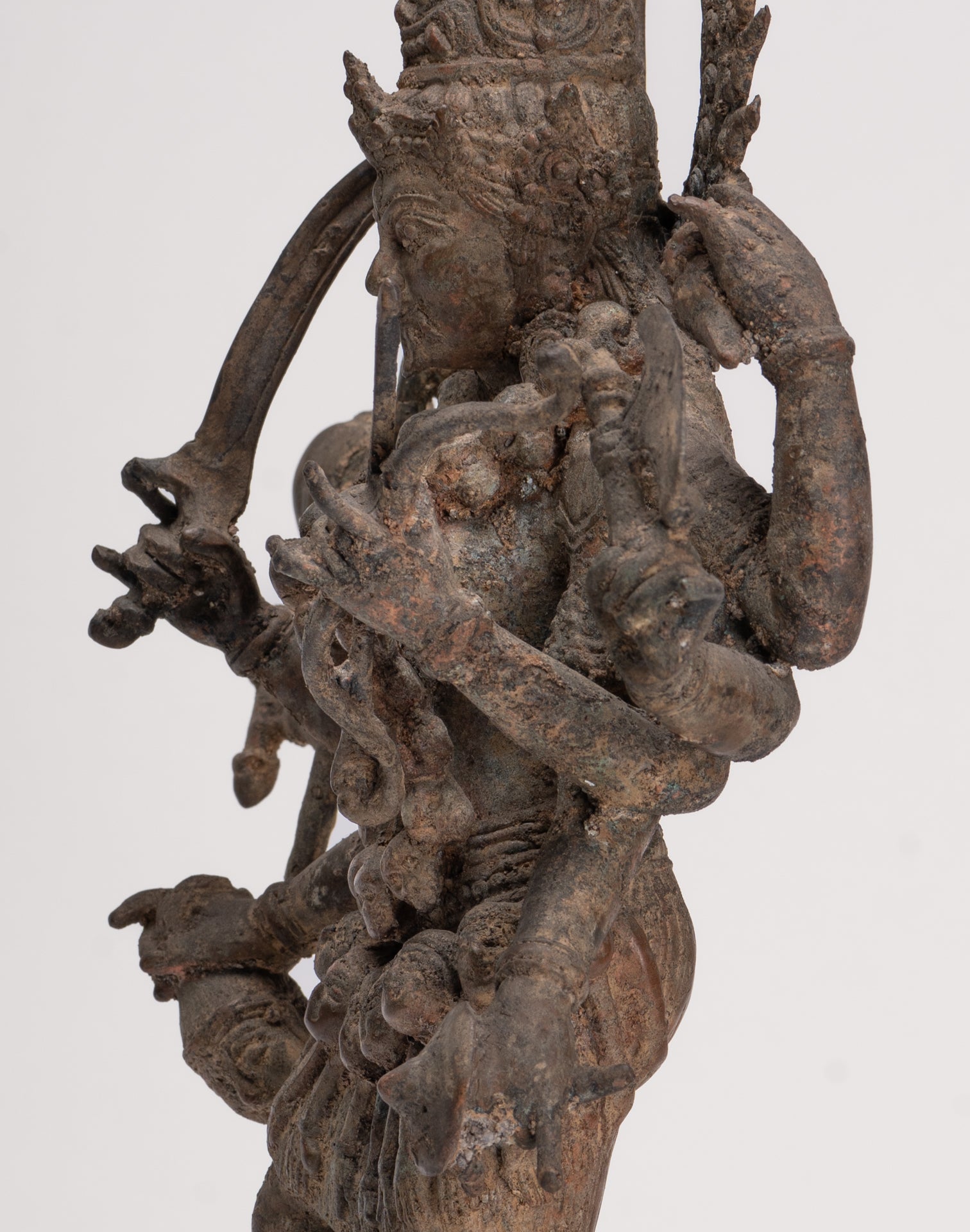 Kali Statue - Antique Java Style Majapahit Standing Bronze Kali or Mahakali Statue - 45cm/18"
