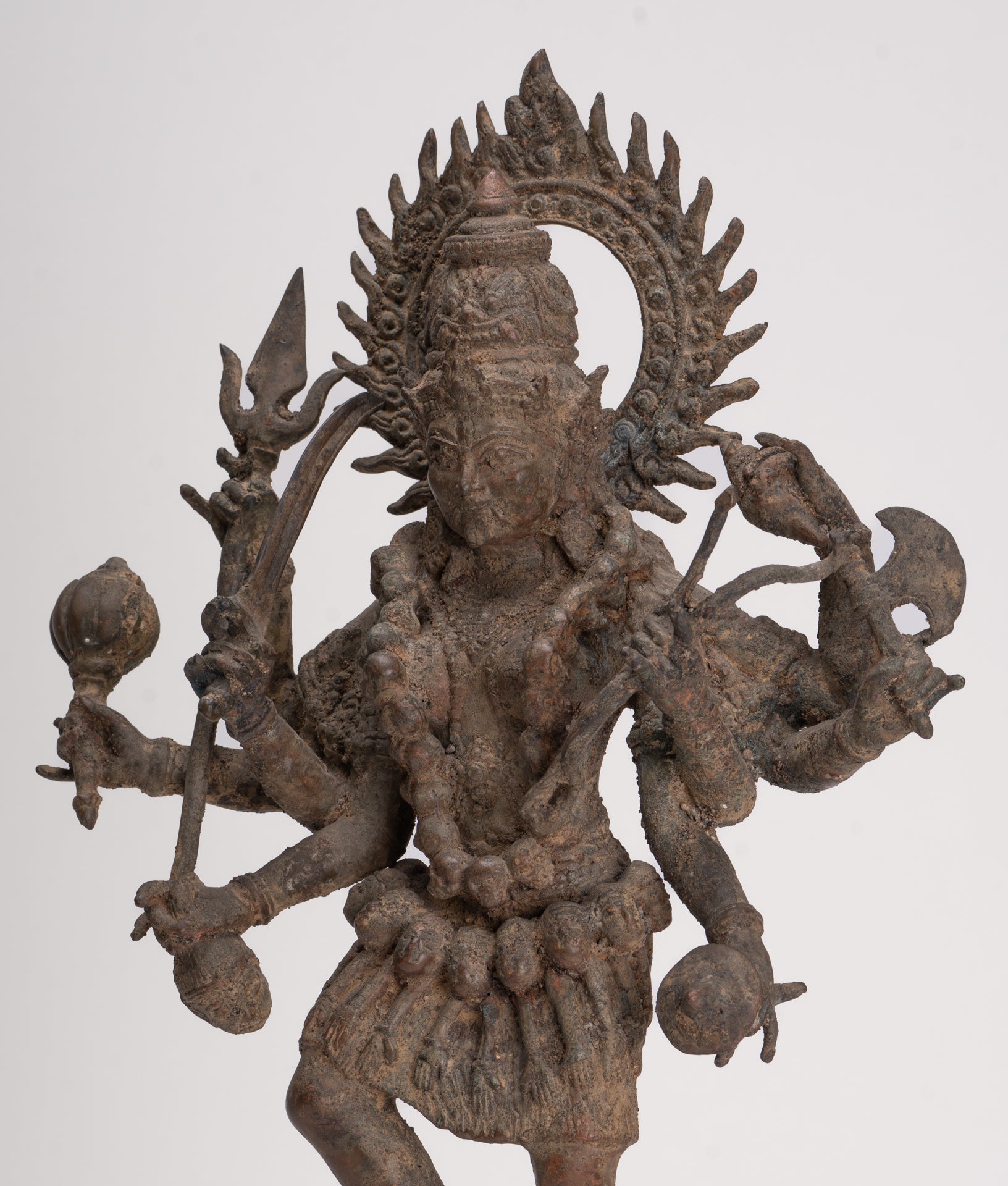 Kali Statue - Antique Java Style Majapahit Standing Bronze Kali or Mahakali Statue - 45cm/18"