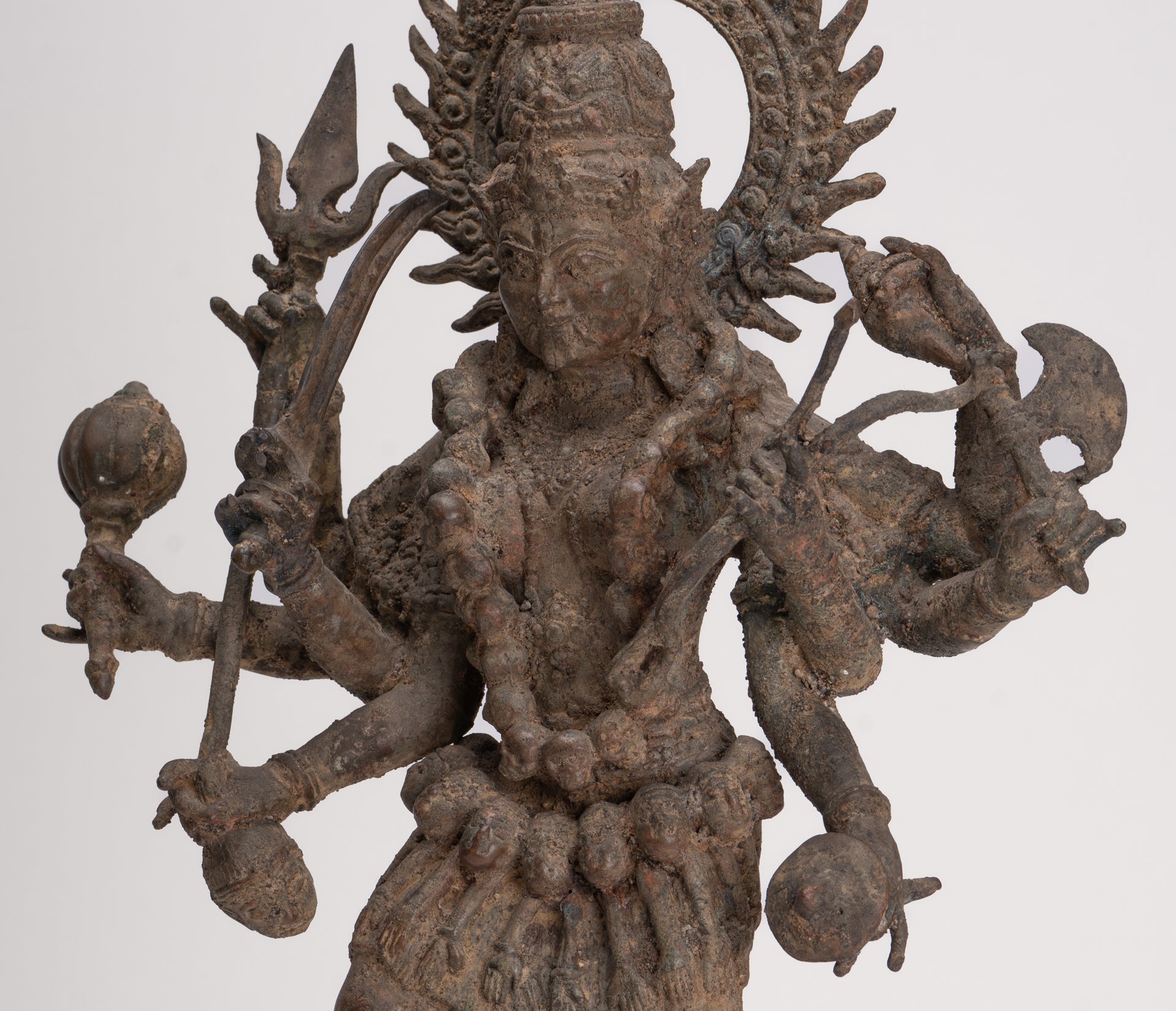 Kali Statue - Antique Java Style Majapahit Standing Bronze Kali or Mahakali Statue - 45cm/18"