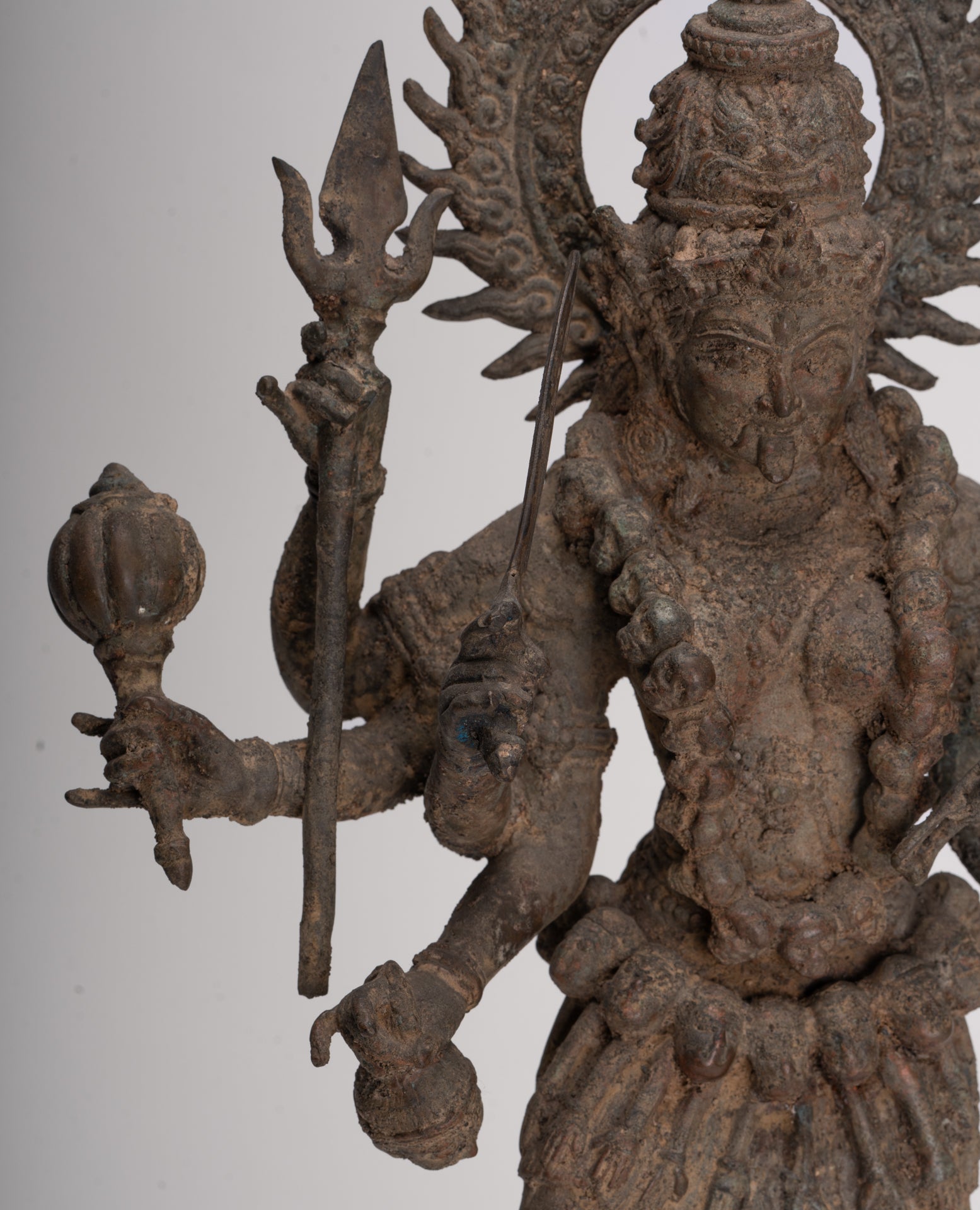 Kali Statue - Antique Java Style Majapahit Standing Bronze Kali or Mahakali Statue - 45cm/18"