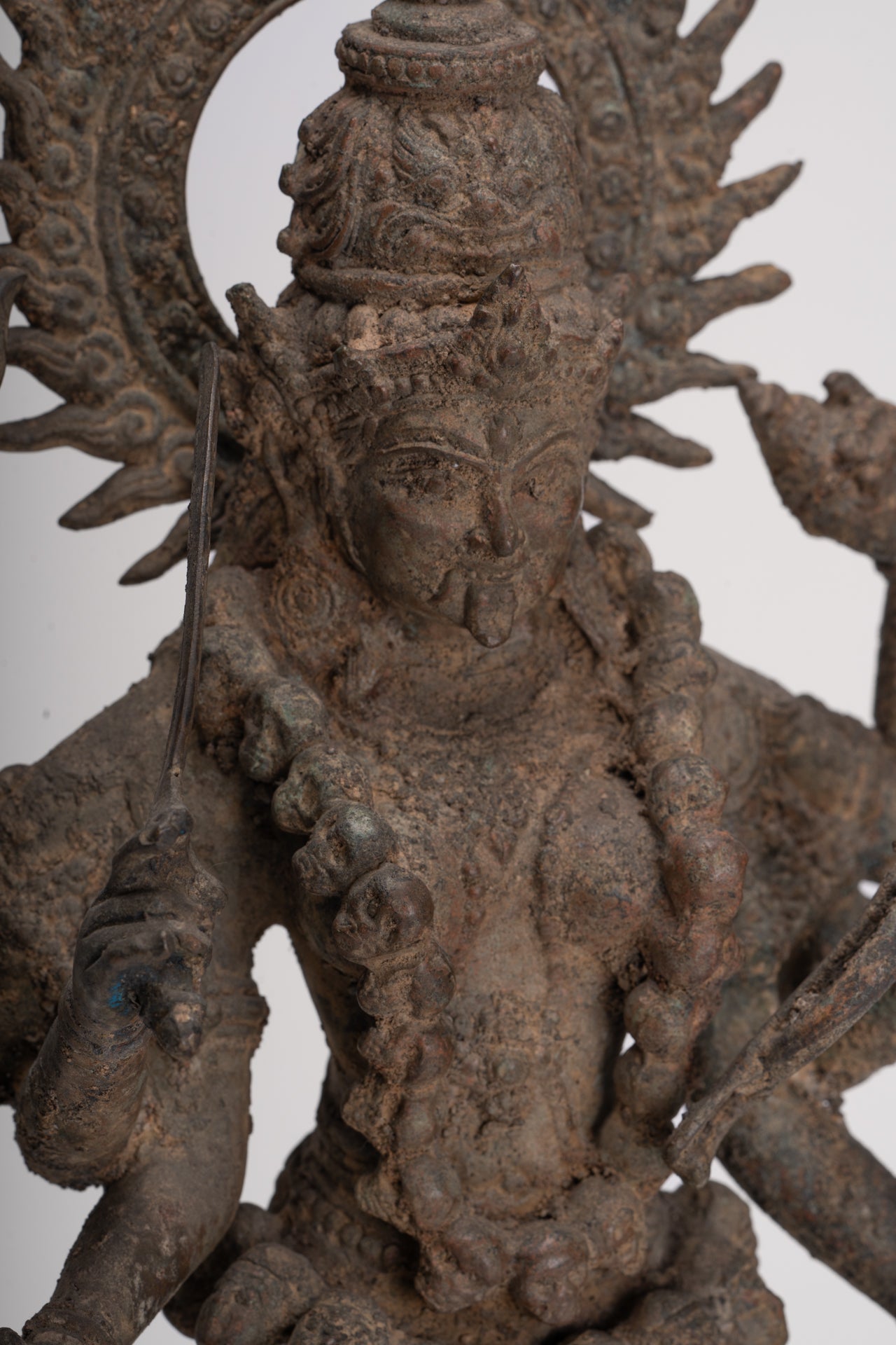 Kali Statue - Antique Java Style Majapahit Standing Bronze Kali or Mahakali Statue - 45cm/18"