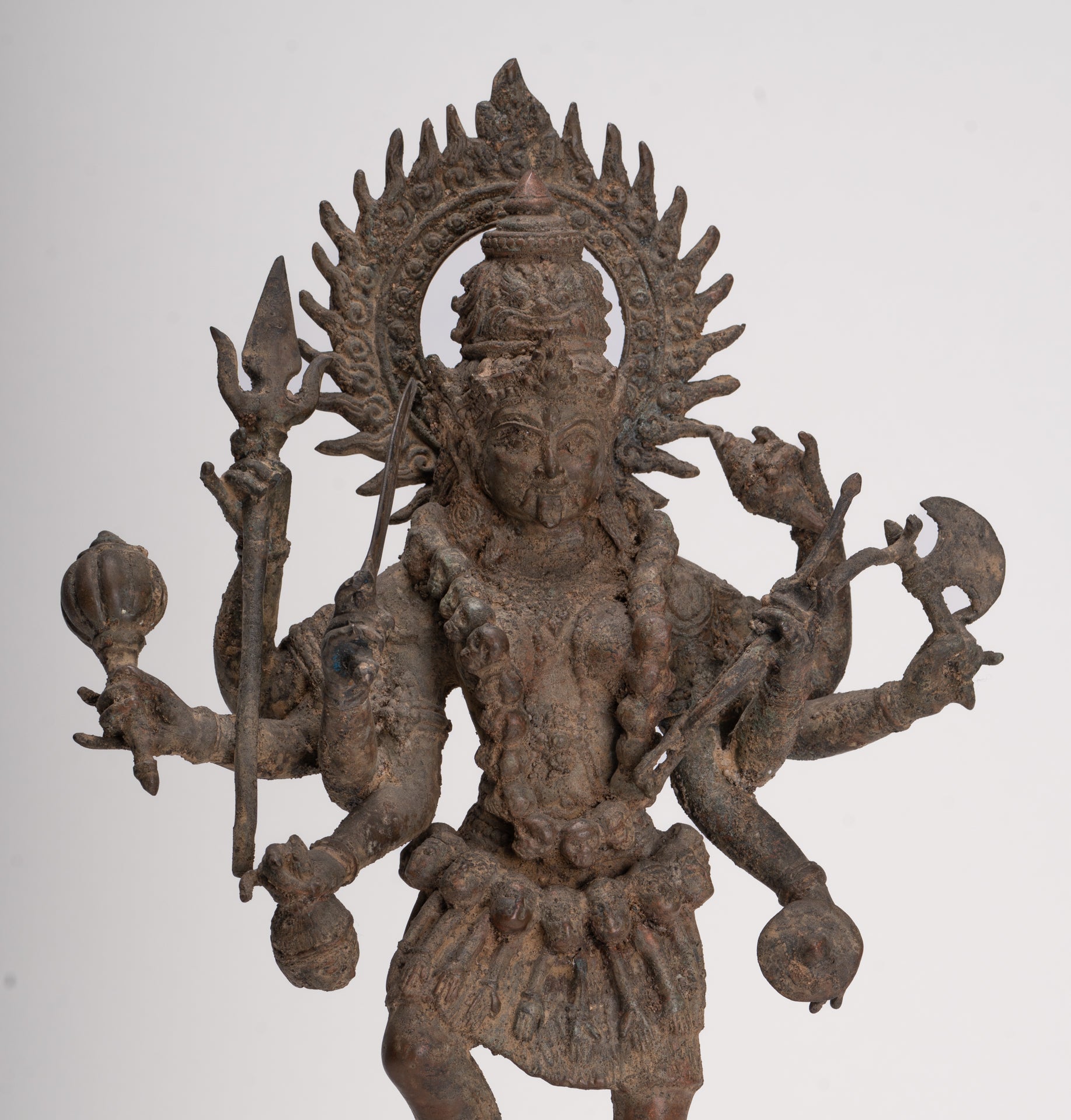 Kali Statue - Antique Java Style Majapahit Standing Bronze Kali or Mahakali Statue - 45cm/18"