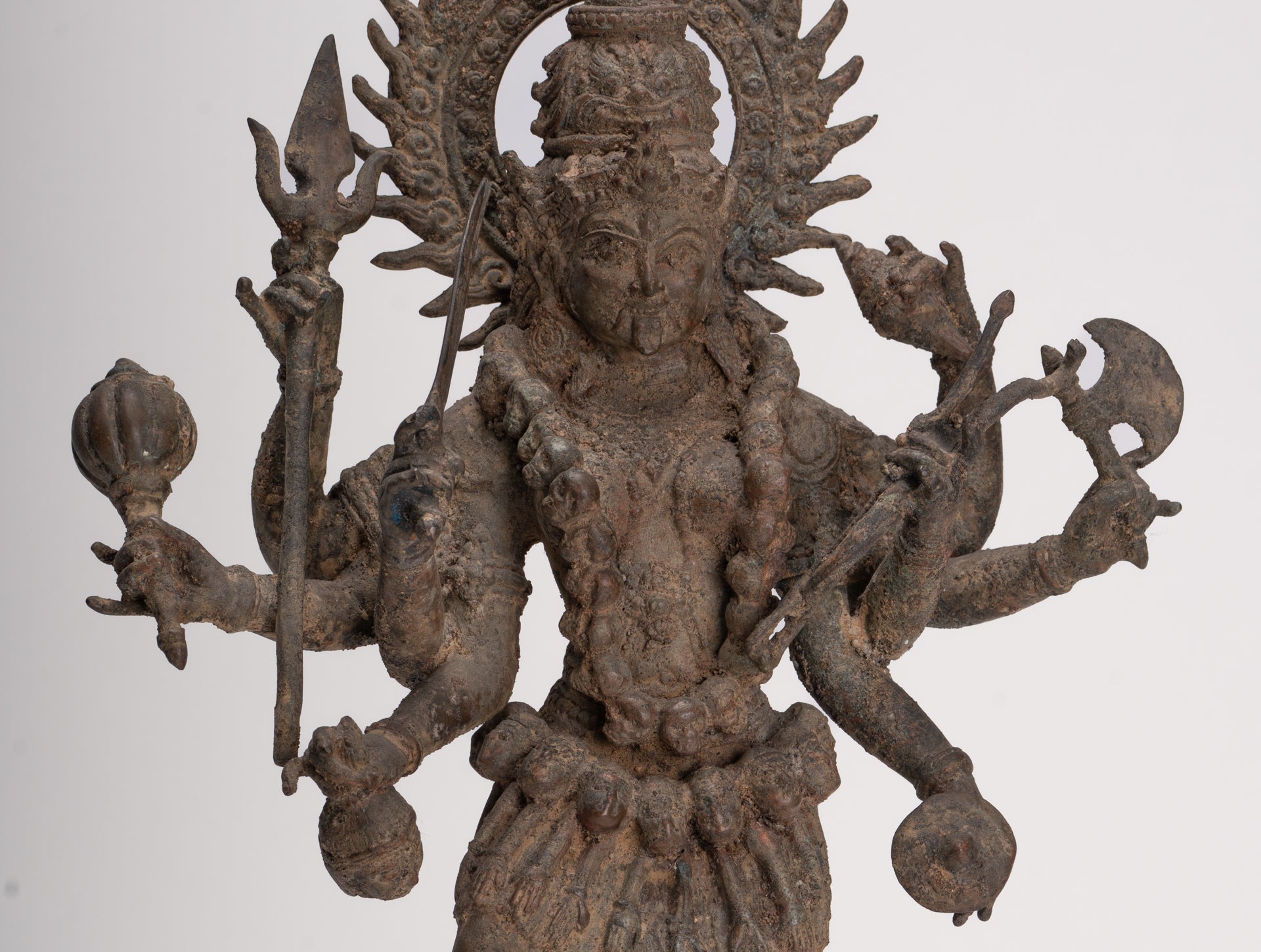 Kali Statue - Antique Java Style Majapahit Standing Bronze Kali or Mahakali Statue - 45cm/18"