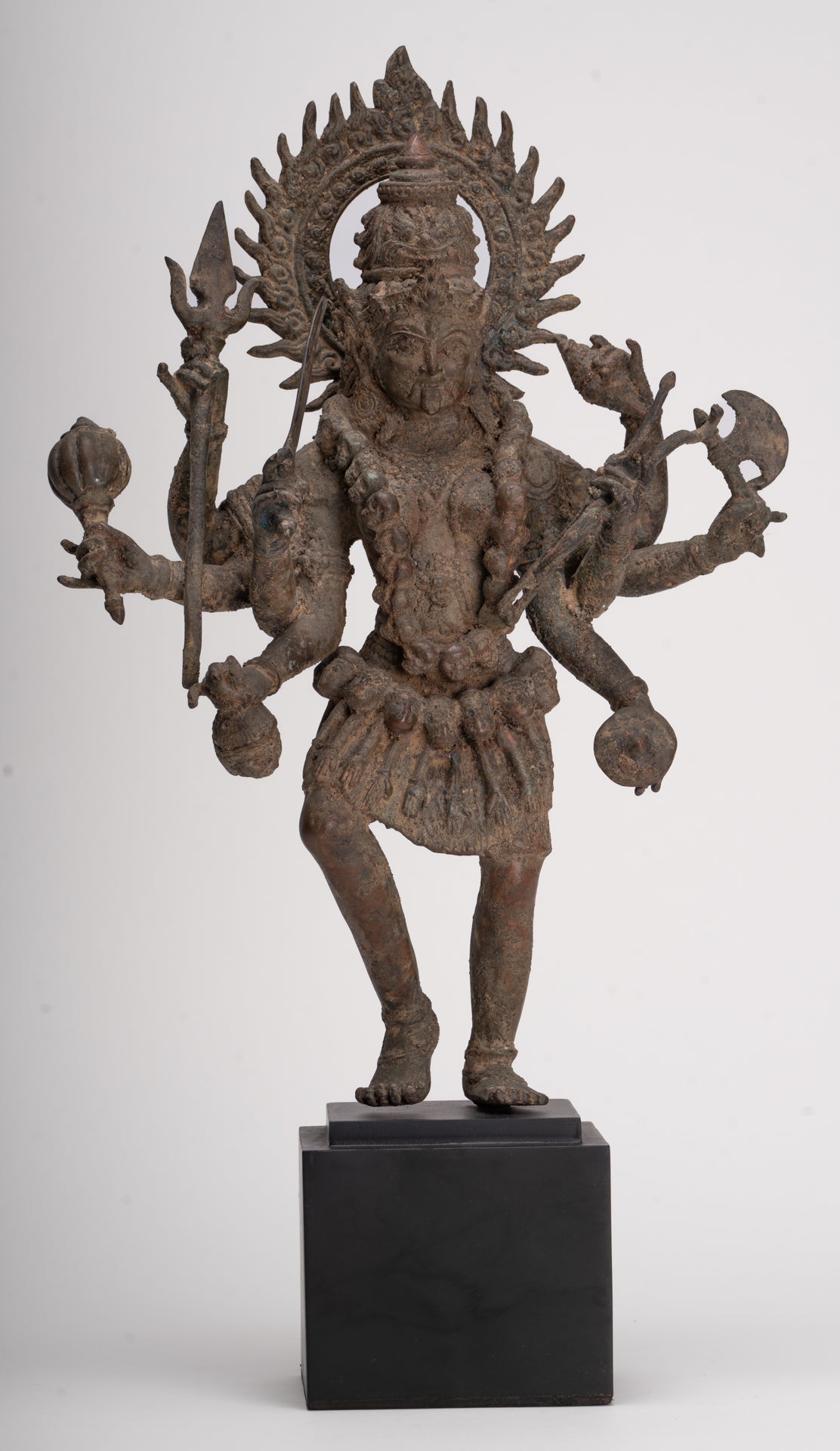 Kali Statue - Antique Java Style Majapahit Standing Bronze Kali or Mahakali Statue - 45cm/18"