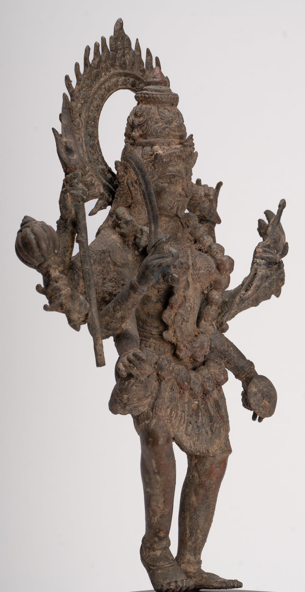 Kali Statue - Antique Java Style Majapahit Standing Bronze Kali or Mahakali Statue - 45cm/18"