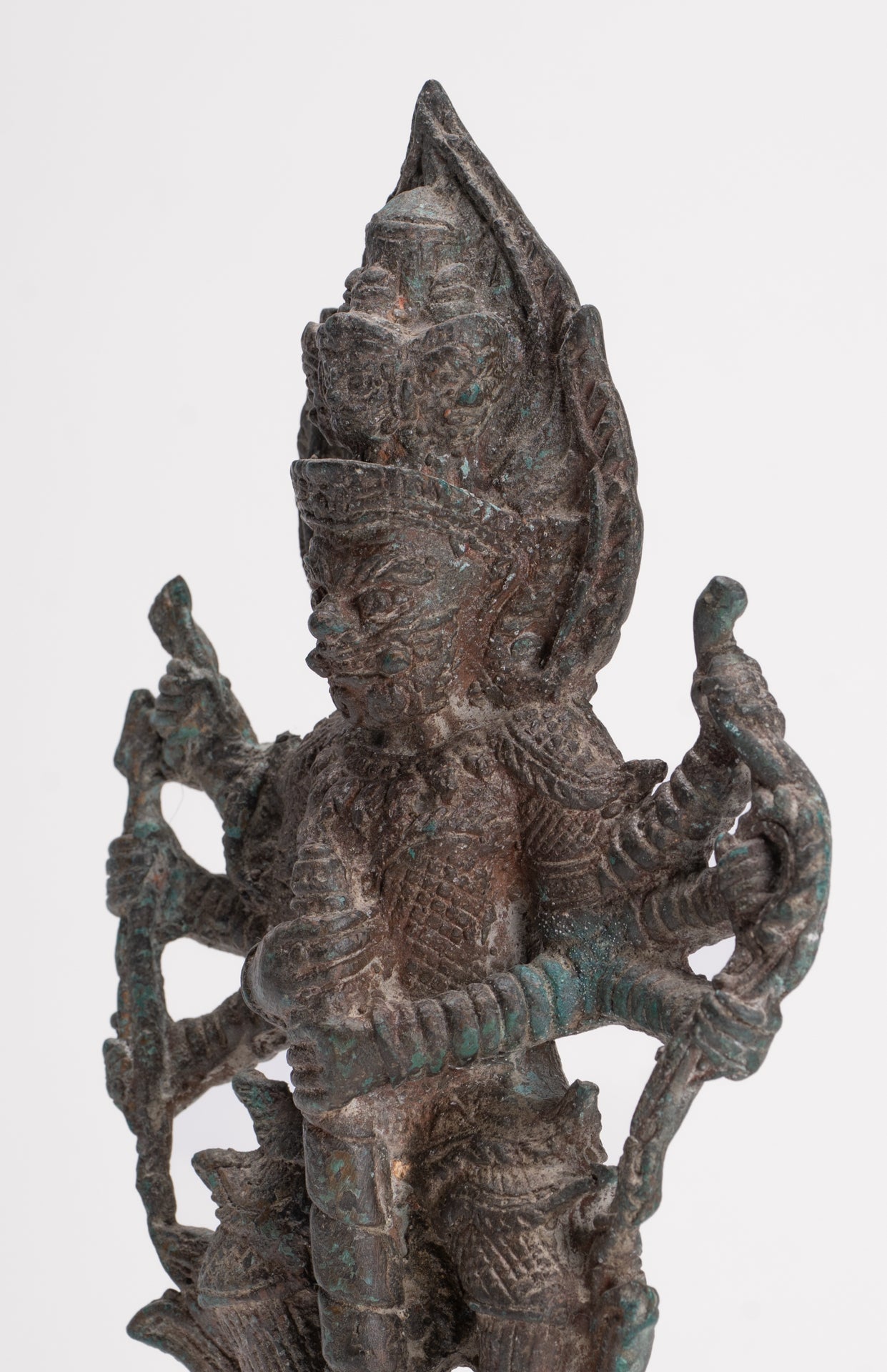 Temple Guardian - Antique Thai Style Bronze Thao Wessuwan / Vessavaṇa Statue - 22cm/9"