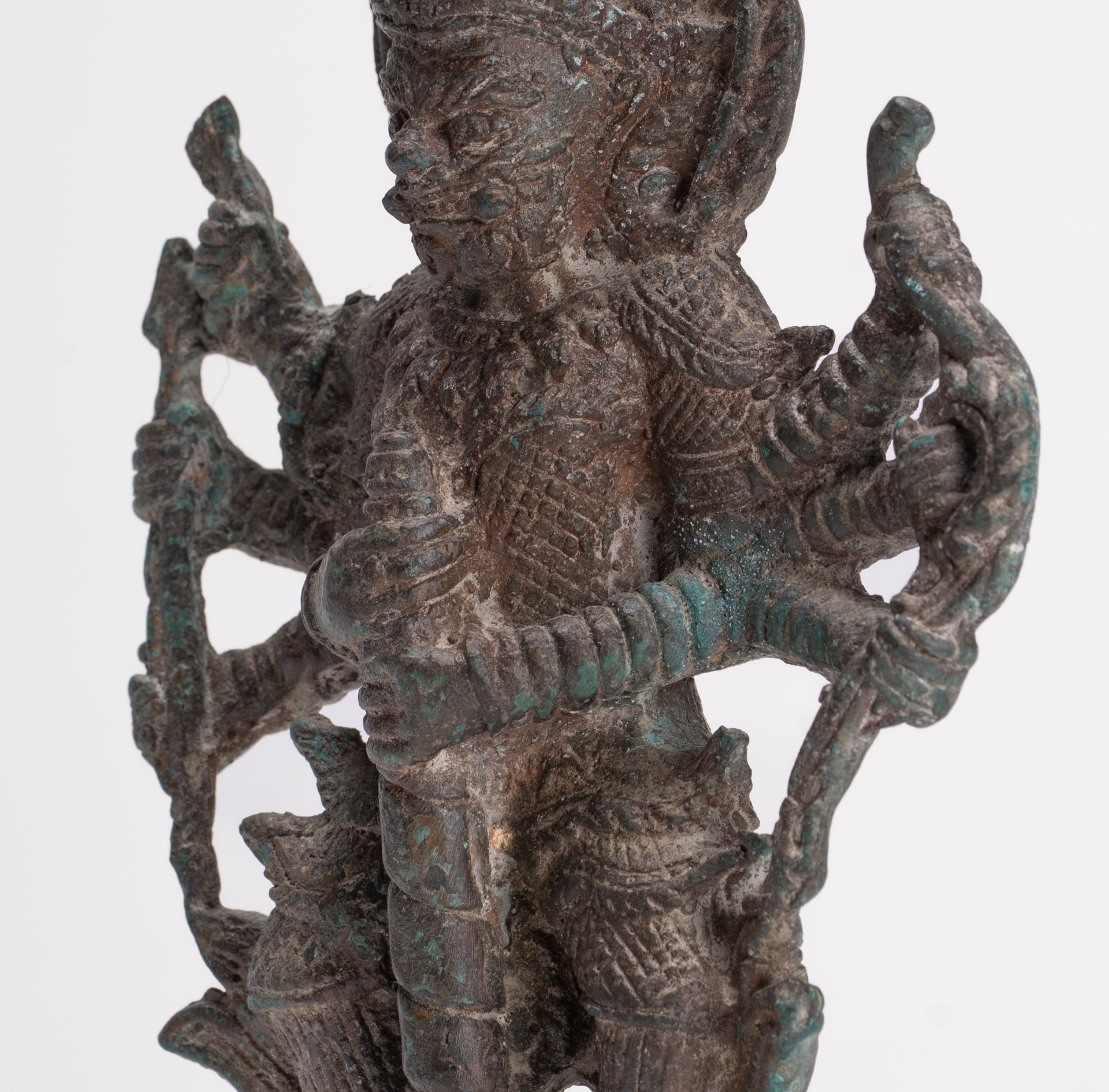 Temple Guardian - Antique Thai Style Bronze Thao Wessuwan / Vessavaṇa Statue - 22cm/9"