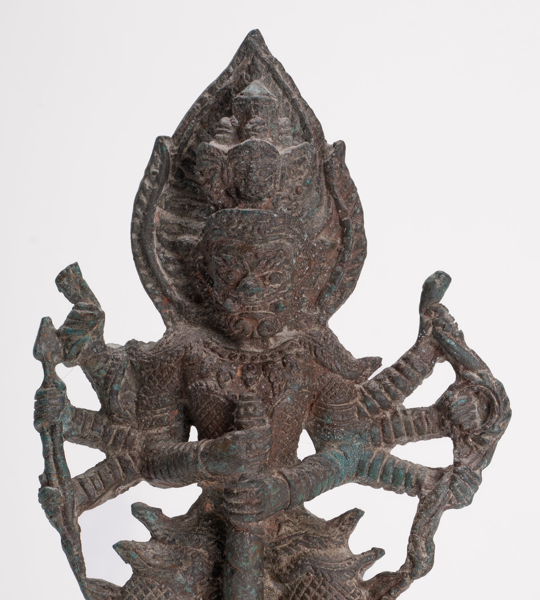 Temple Guardian - Antique Thai Style Bronze Thao Wessuwan / Vessavaṇa Statue - 22cm/9"