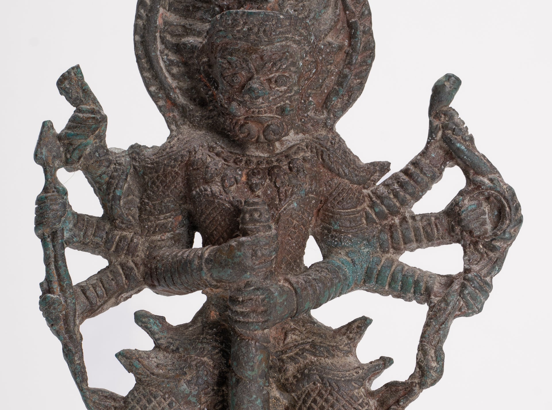Temple Guardian - Antique Thai Style Bronze Thao Wessuwan / Vessavaṇa Statue - 22cm/9"