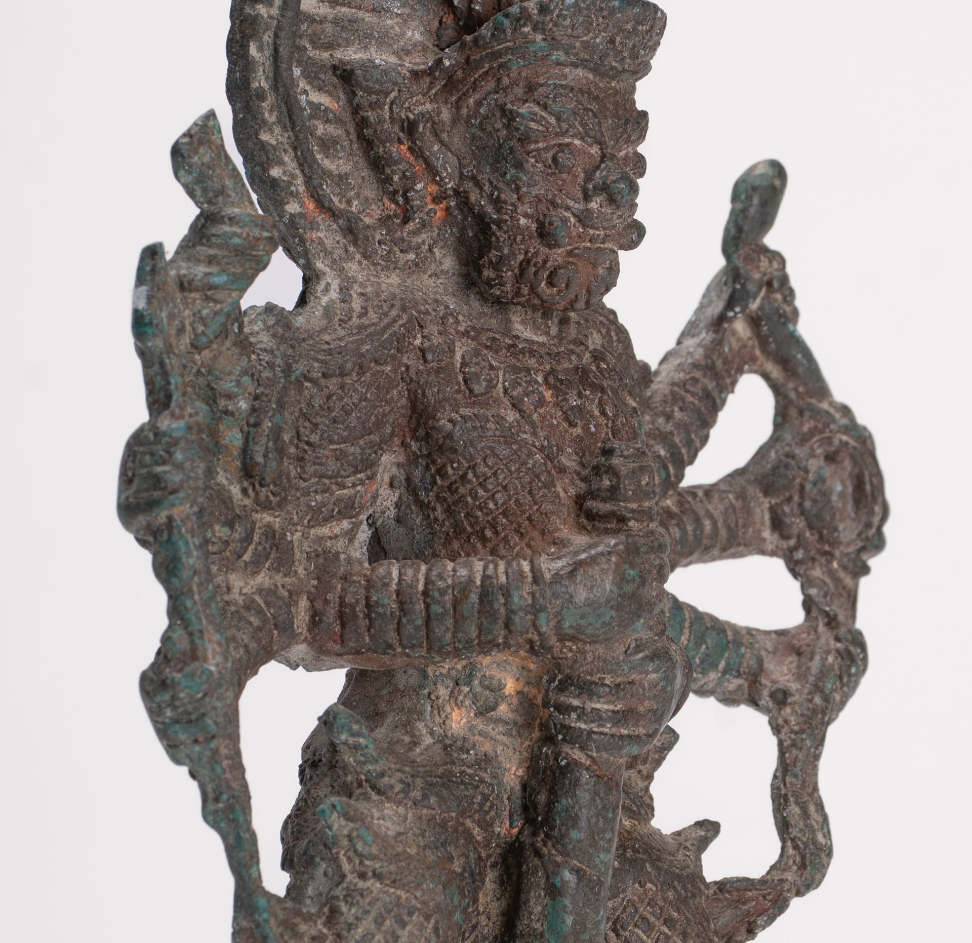 Temple Guardian - Antique Thai Style Bronze Thao Wessuwan / Vessavaṇa Statue - 22cm/9"