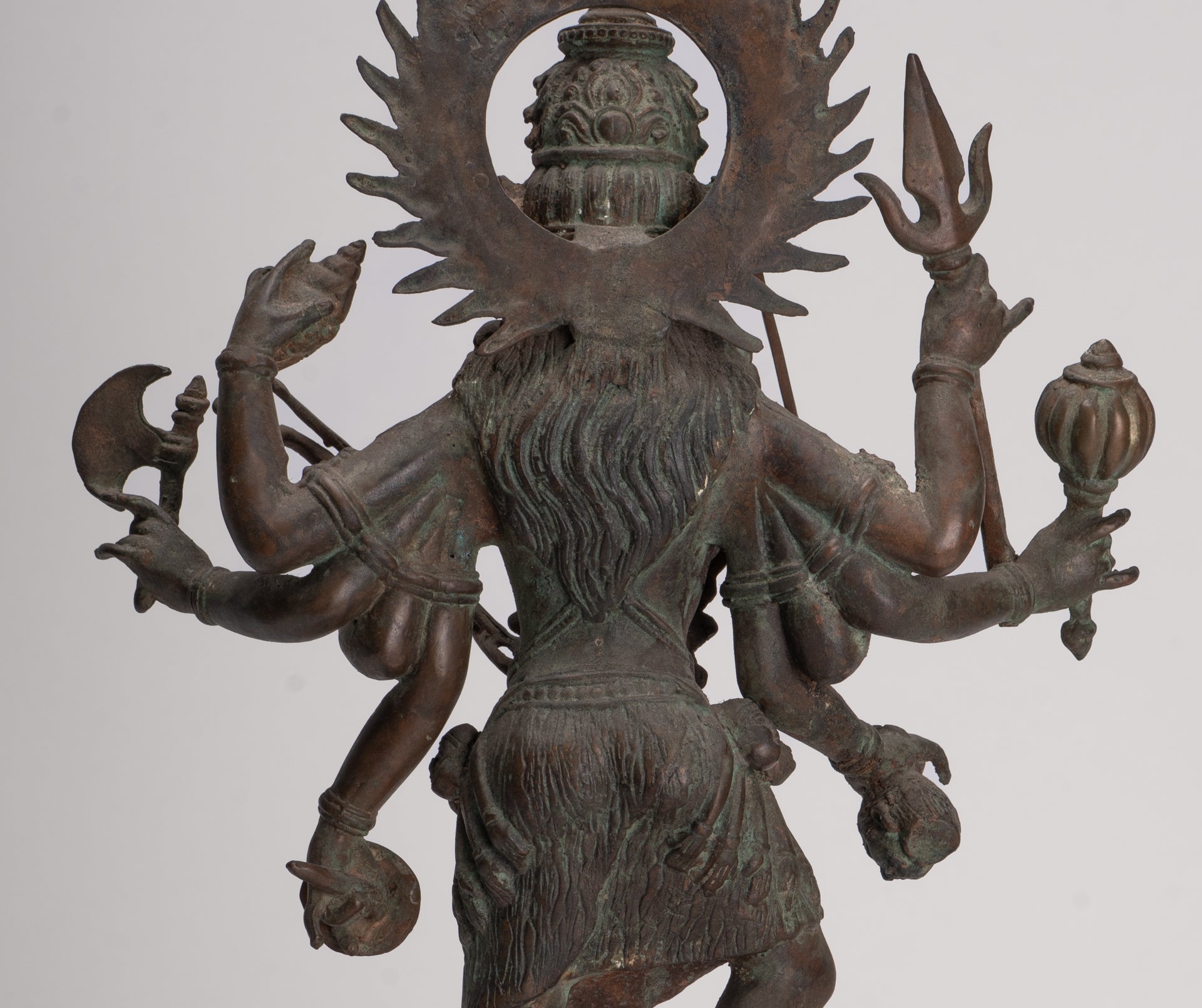 Kali Statue - Antique Java Style Majapahit Bronze Kali Statue on Roaring Lion - 54.5cm/22"