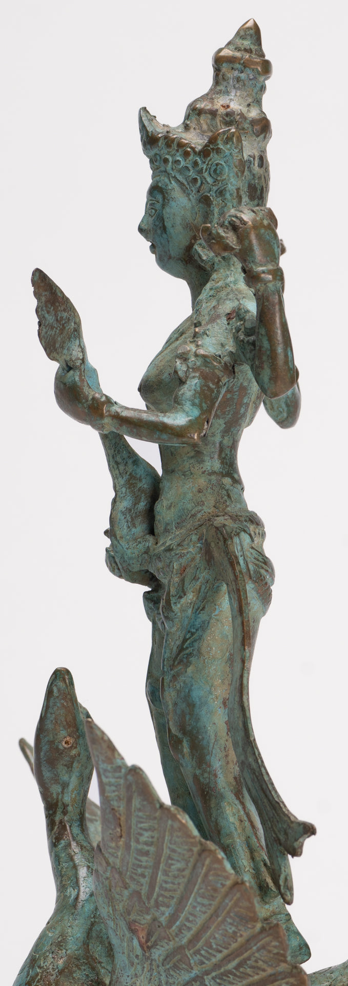Antique Indonesian Style Bronze Javanese Saraswati Statue - 26cm/10"