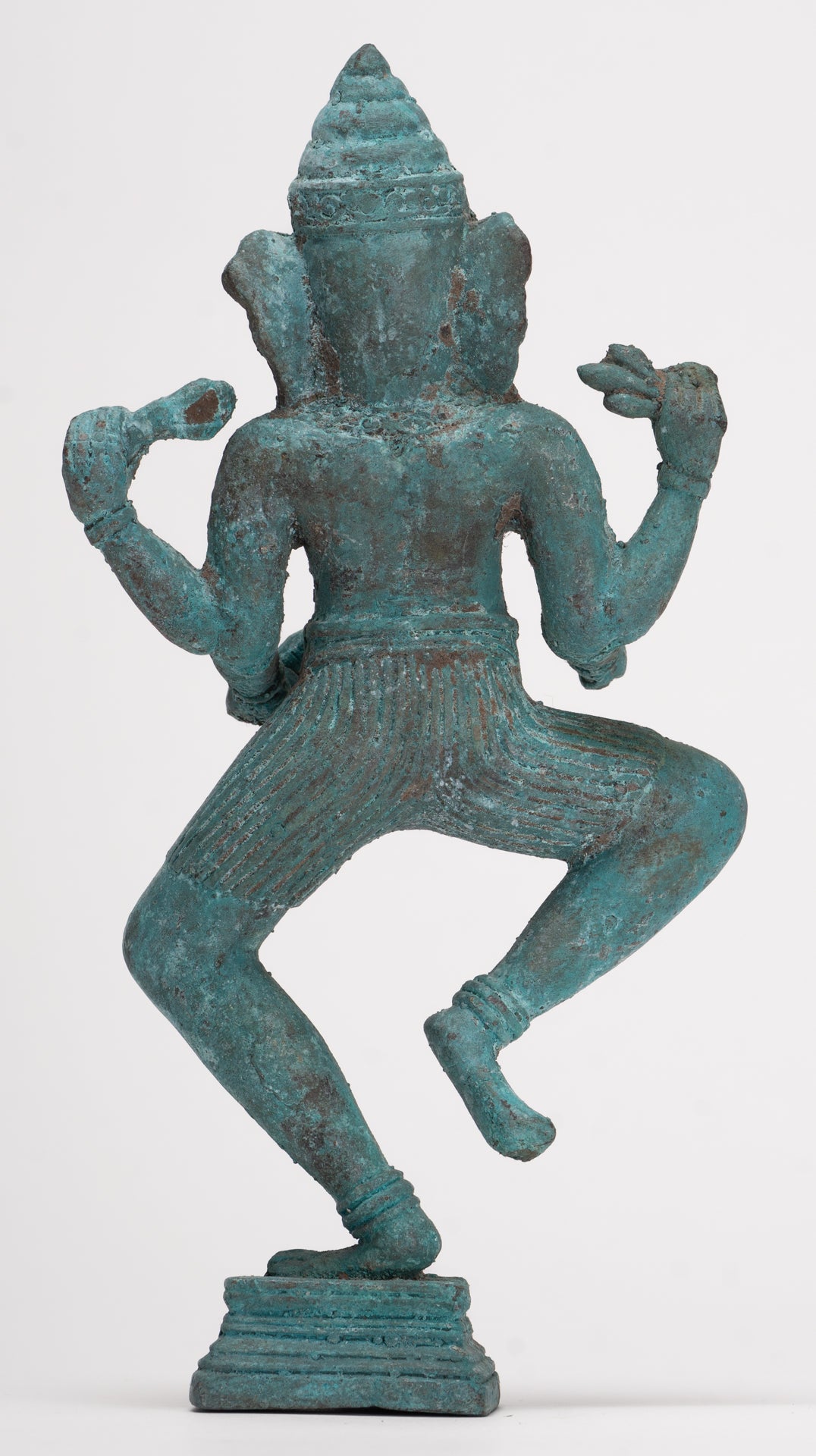Antique Javanese Style Bronze Dancing Indonesian Nṛtya Gaṇapati Ganesha Statue - 24.5cm/10"