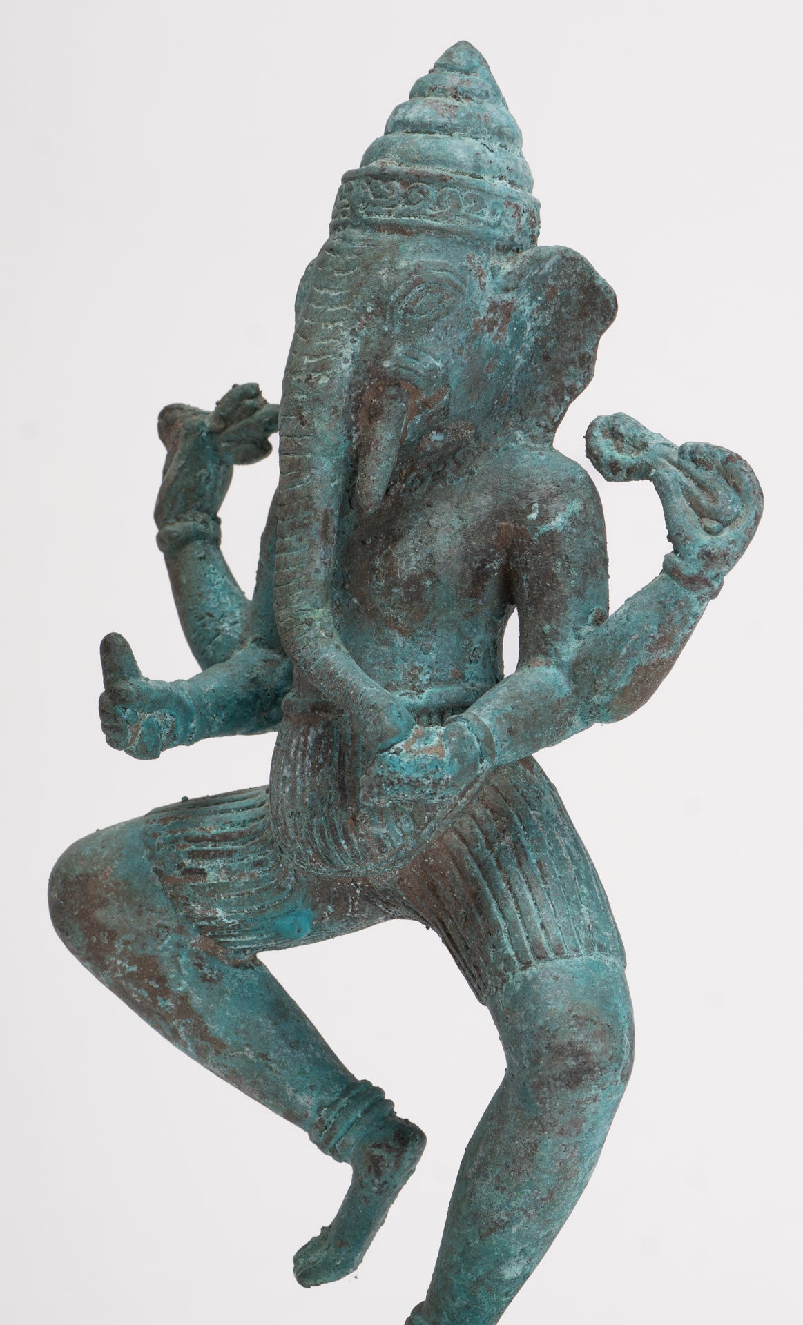 Antique Javanese Style Bronze Dancing Indonesian Nṛtya Gaṇapati Ganesha Statue - 24.5cm/10"
