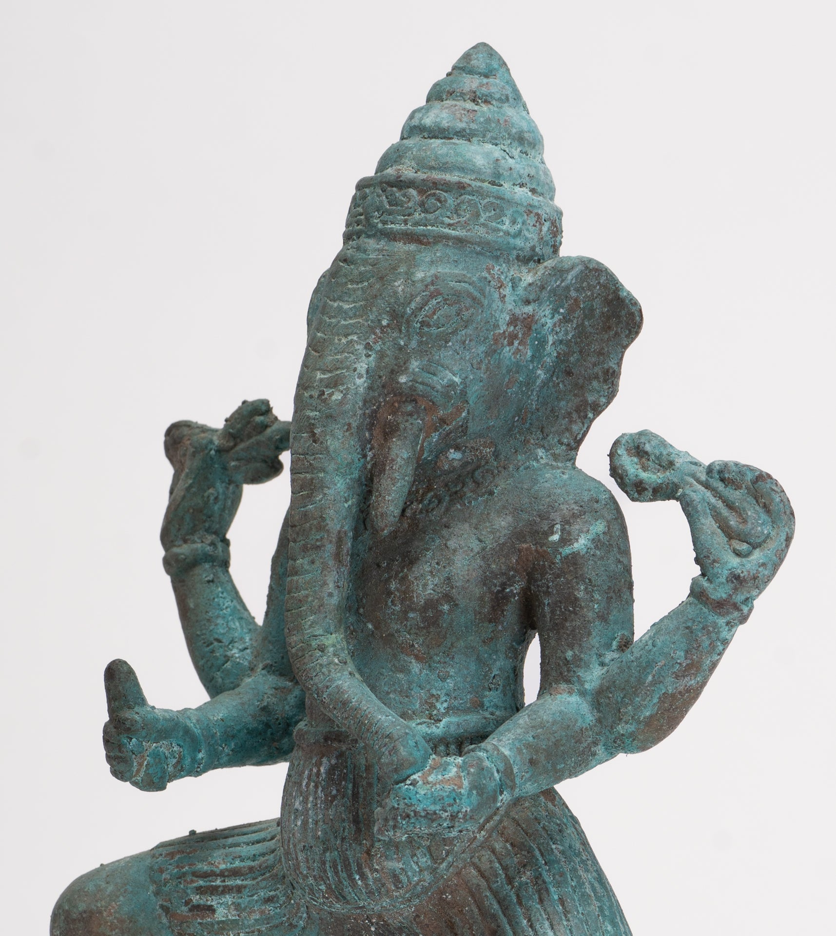 Antique Javanese Style Bronze Dancing Indonesian Nṛtya Gaṇapati Ganesha Statue - 24.5cm/10"