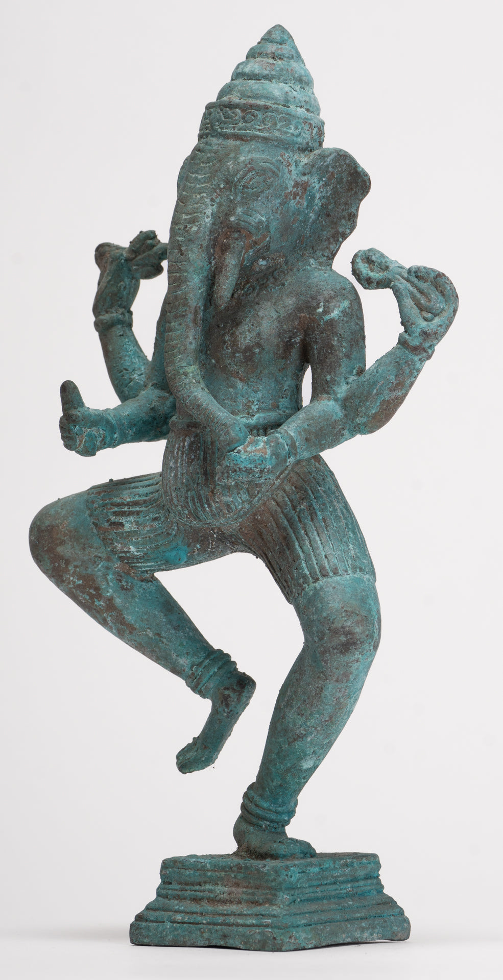 Antique Javanese Style Bronze Dancing Indonesian Nṛtya Gaṇapati Ganesha Statue - 24.5cm/10"