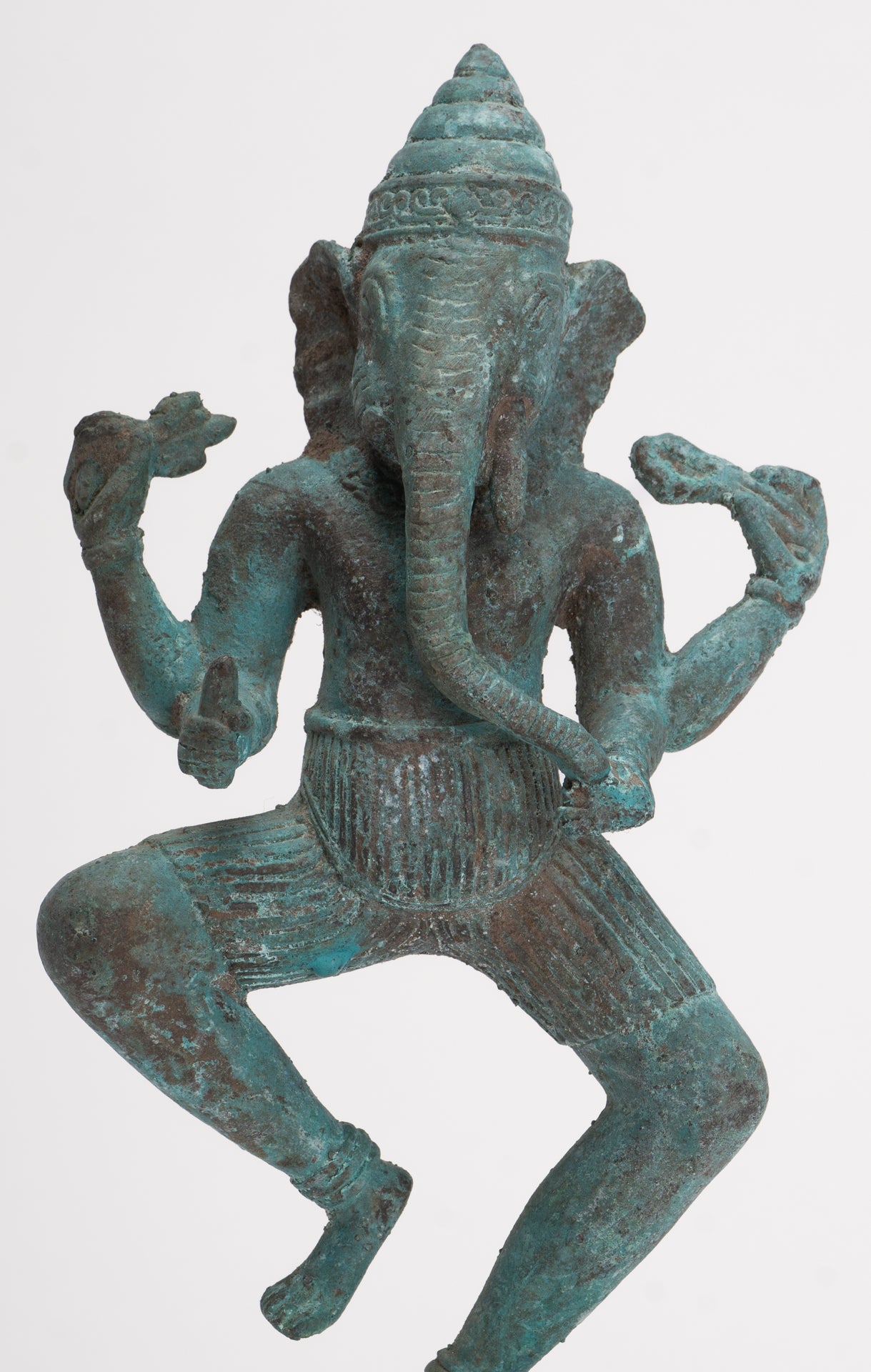 Antique Javanese Style Bronze Dancing Indonesian Nṛtya Gaṇapati Ganesha Statue - 24.5cm/10"