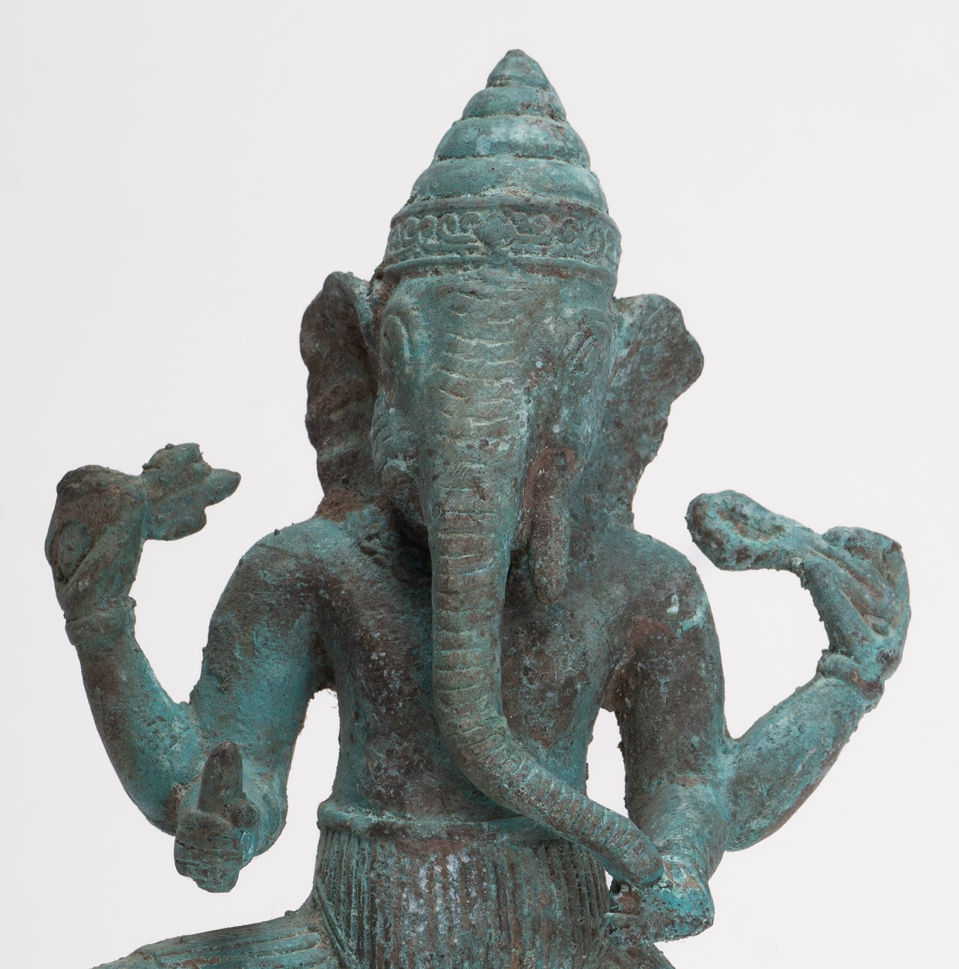 Antique Javanese Style Bronze Dancing Indonesian Nṛtya Gaṇapati Ganesha Statue - 24.5cm/10"