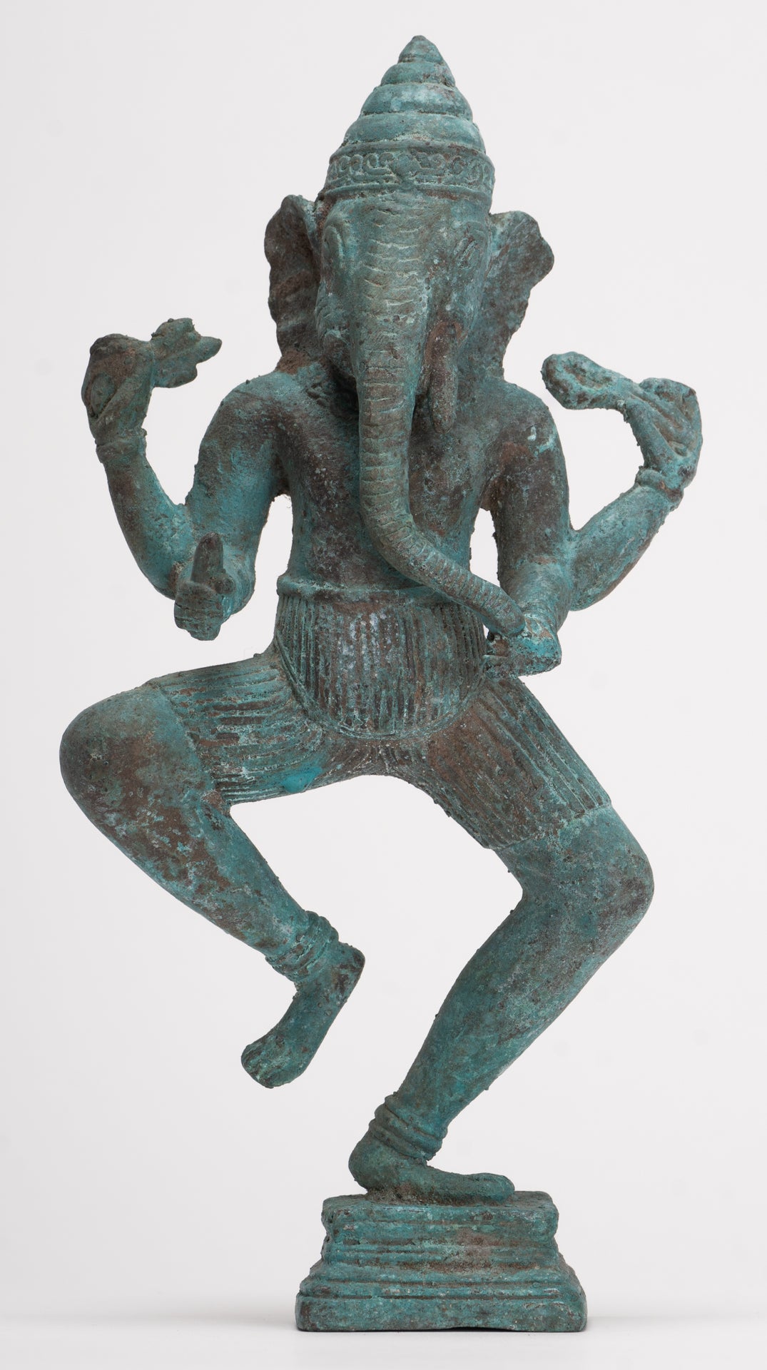 Antique Javanese Style Bronze Dancing Indonesian Nṛtya Gaṇapati Ganesha Statue - 24.5cm/10"