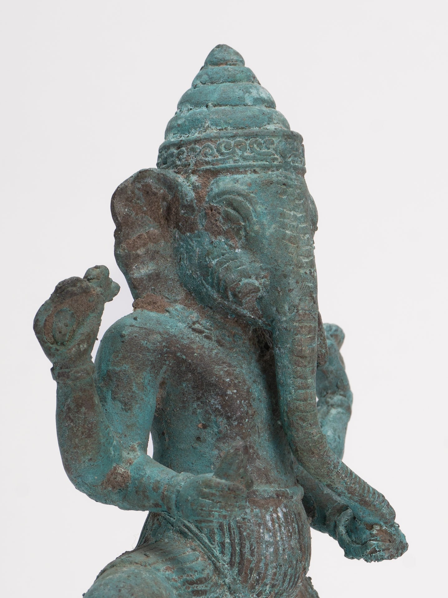 Antique Javanese Style Bronze Dancing Indonesian Nṛtya Gaṇapati Ganesha Statue - 24.5cm/10"