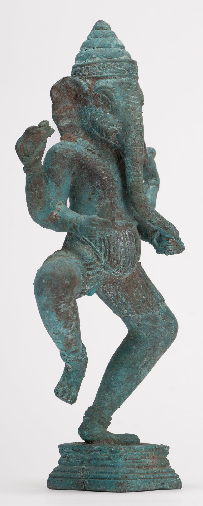 Antique Javanese Style Bronze Dancing Indonesian Nṛtya Gaṇapati Ganesha Statue - 24.5cm/10"