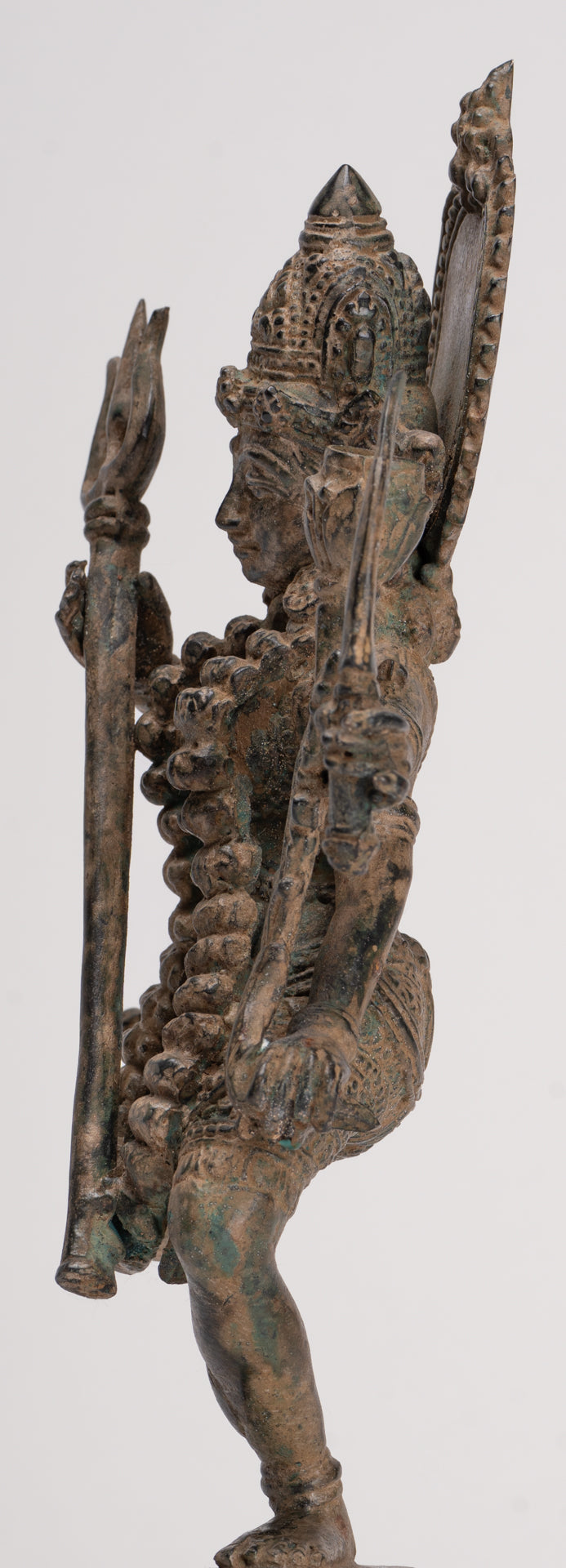 Kali Statue - Antique Java Style Majapahit Standing Bronze Kali or Mahakali Statue - 28cm/11"