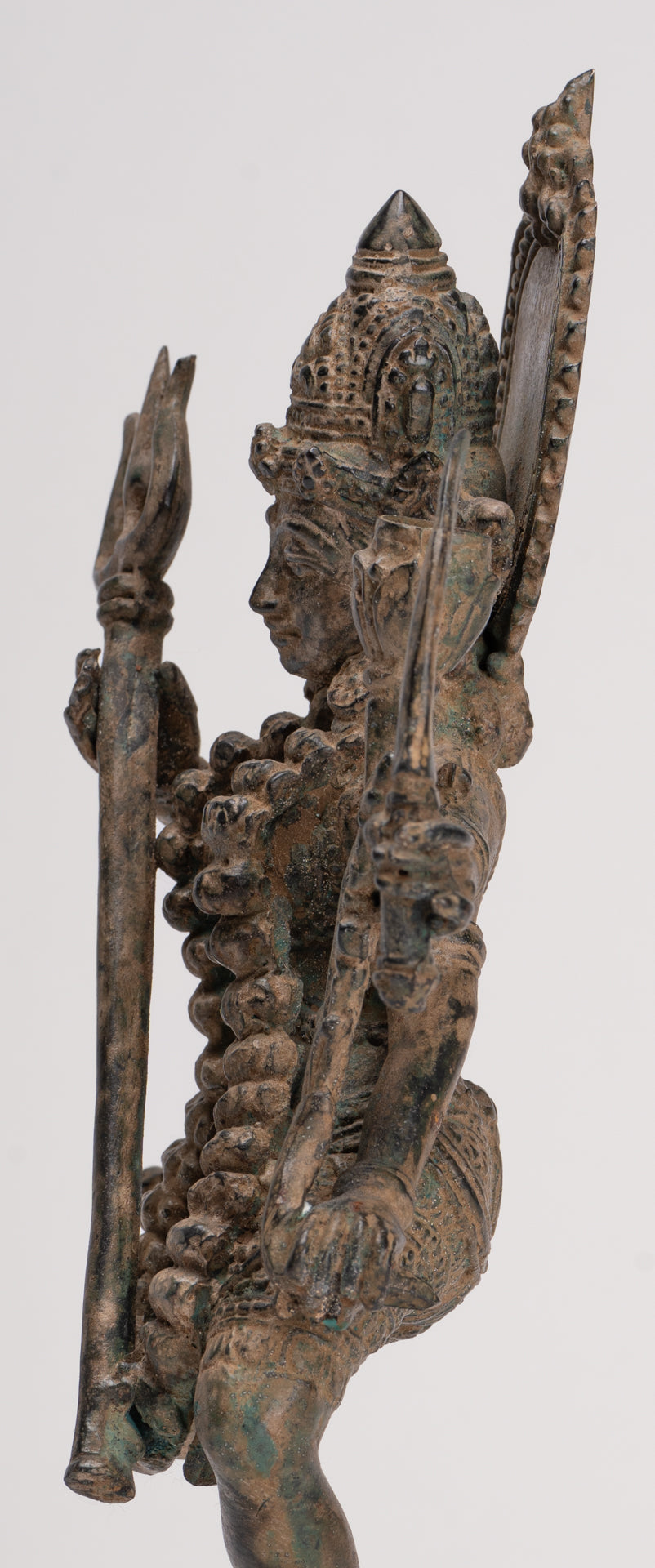 Kali Statue - Antique Java Style Majapahit Standing Bronze Kali or Mahakali Statue - 28cm/11"