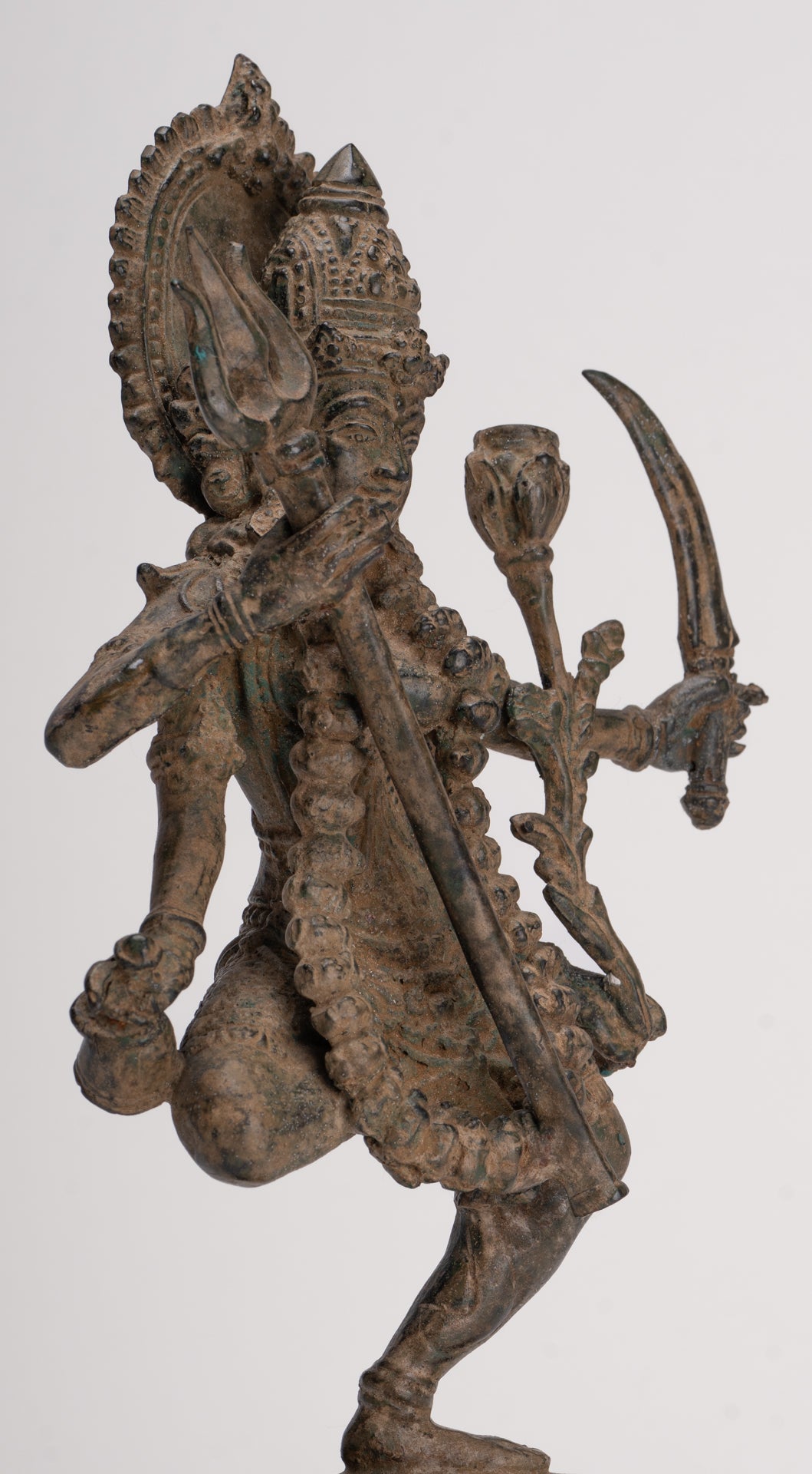 Kali Statue - Antique Java Style Majapahit Standing Bronze Kali or Mahakali Statue - 28cm/11"