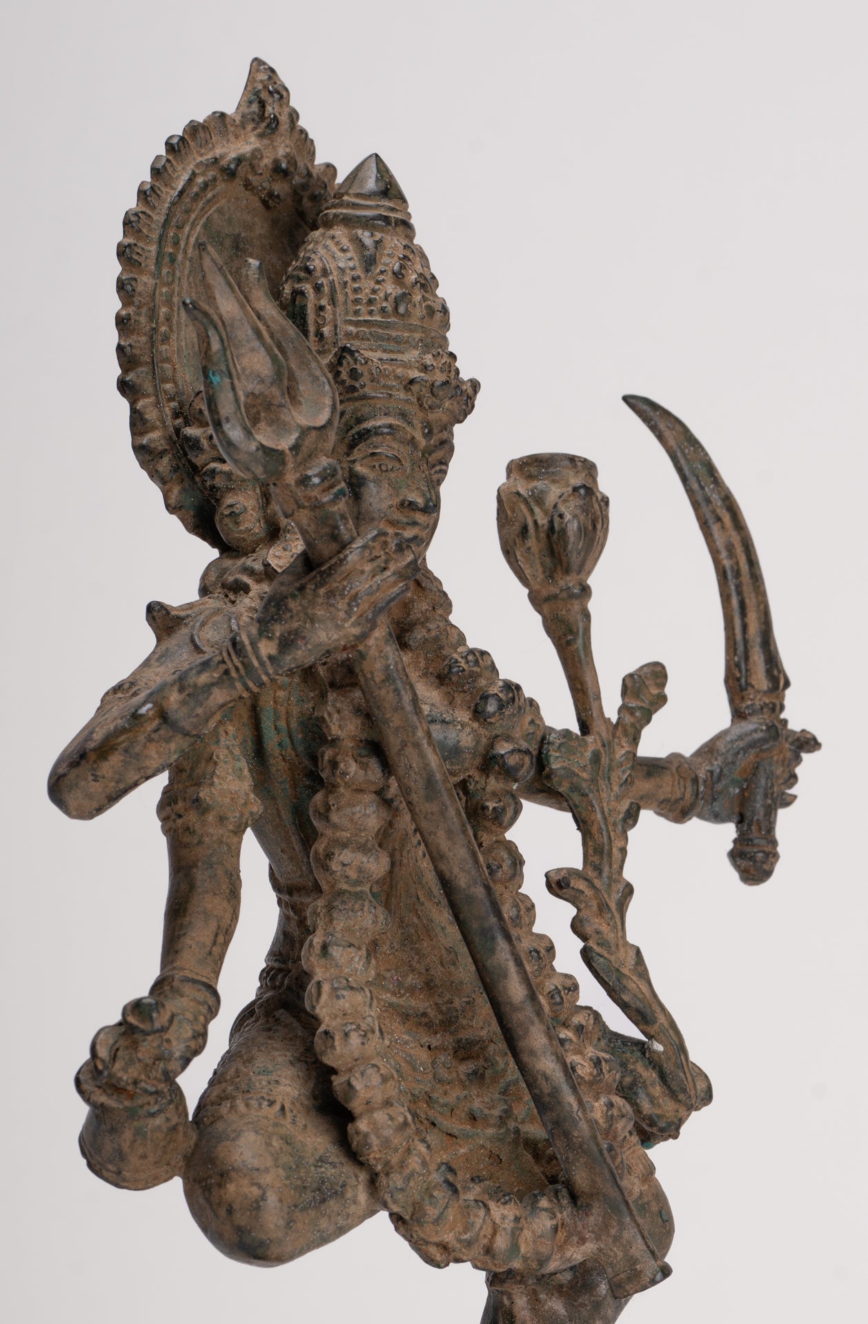 Kali Statue - Antique Java Style Majapahit Standing Bronze Kali or Mahakali Statue - 28cm/11"