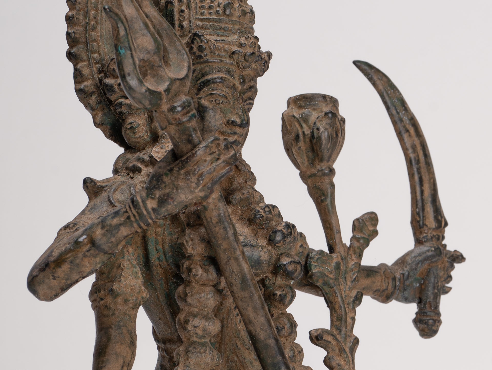 Kali Statue - Antique Java Style Majapahit Standing Bronze Kali or Mahakali Statue - 28cm/11"