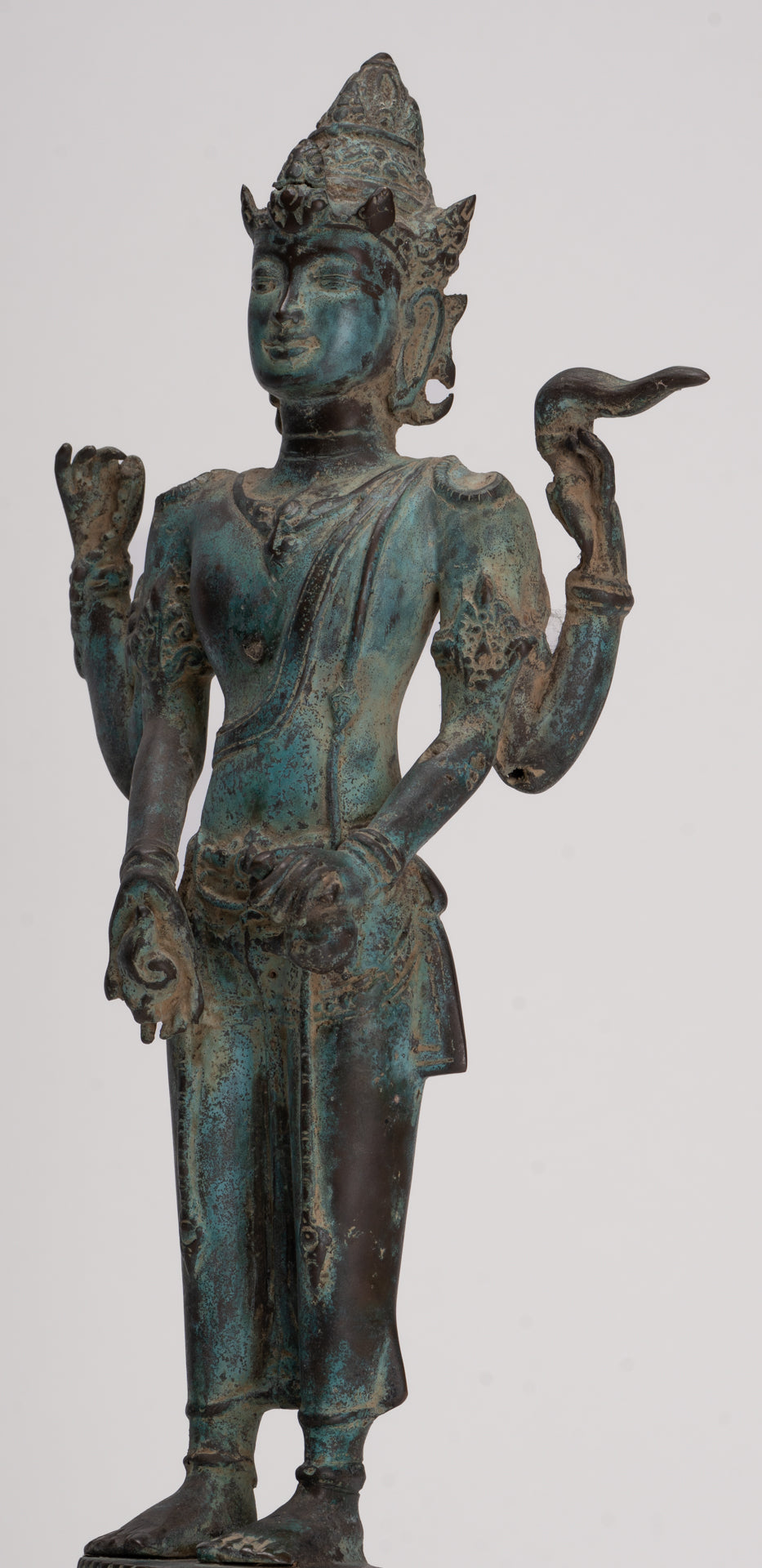Vishnu - Antique Indonesian Style Majapahit Java Standing Bronze Vishnu Statue - 39cm/16"