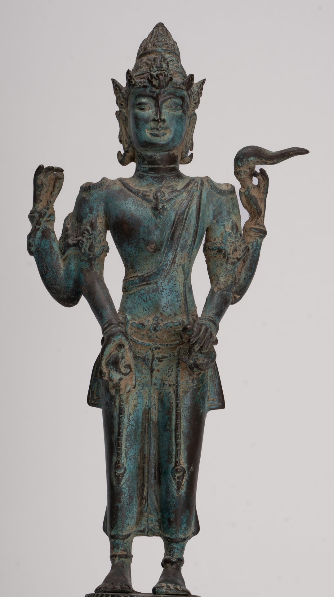Vishnu - Antique Indonesian Style Majapahit Java Standing Bronze Vishnu Statue - 39cm/16"