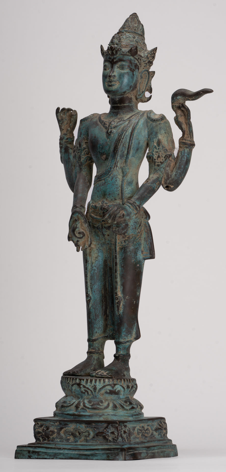 Vishnu - Antique Indonesian Style Majapahit Java Standing Bronze Vishnu Statue - 39cm/16"