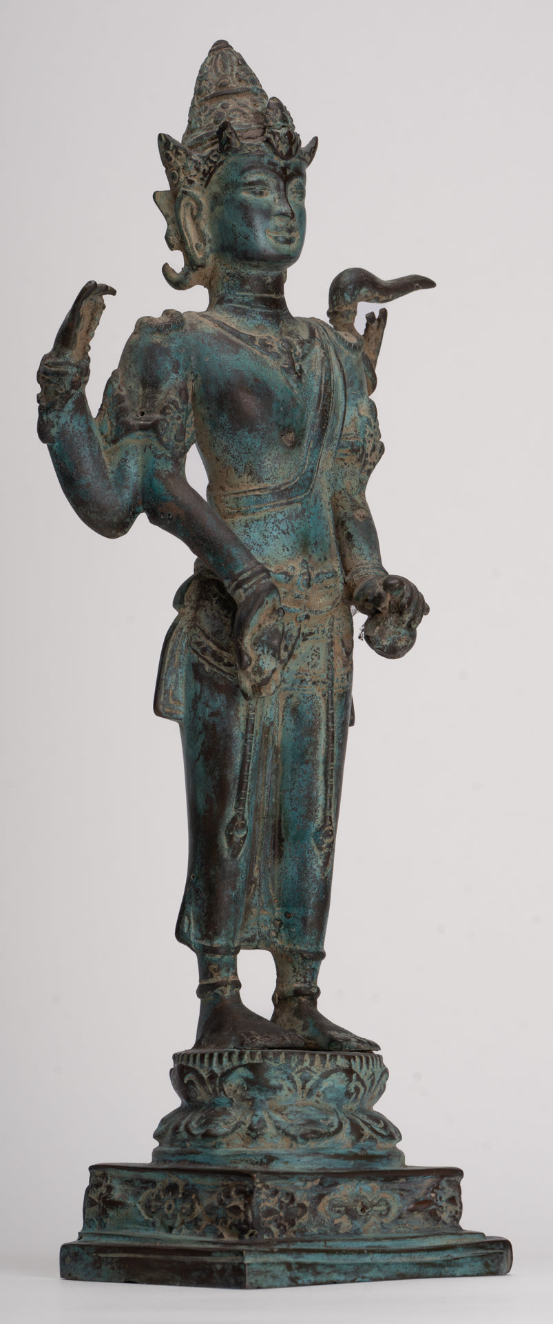 Vishnu - Antique Indonesian Style Majapahit Java Standing Bronze Vishnu Statue - 39cm/16"