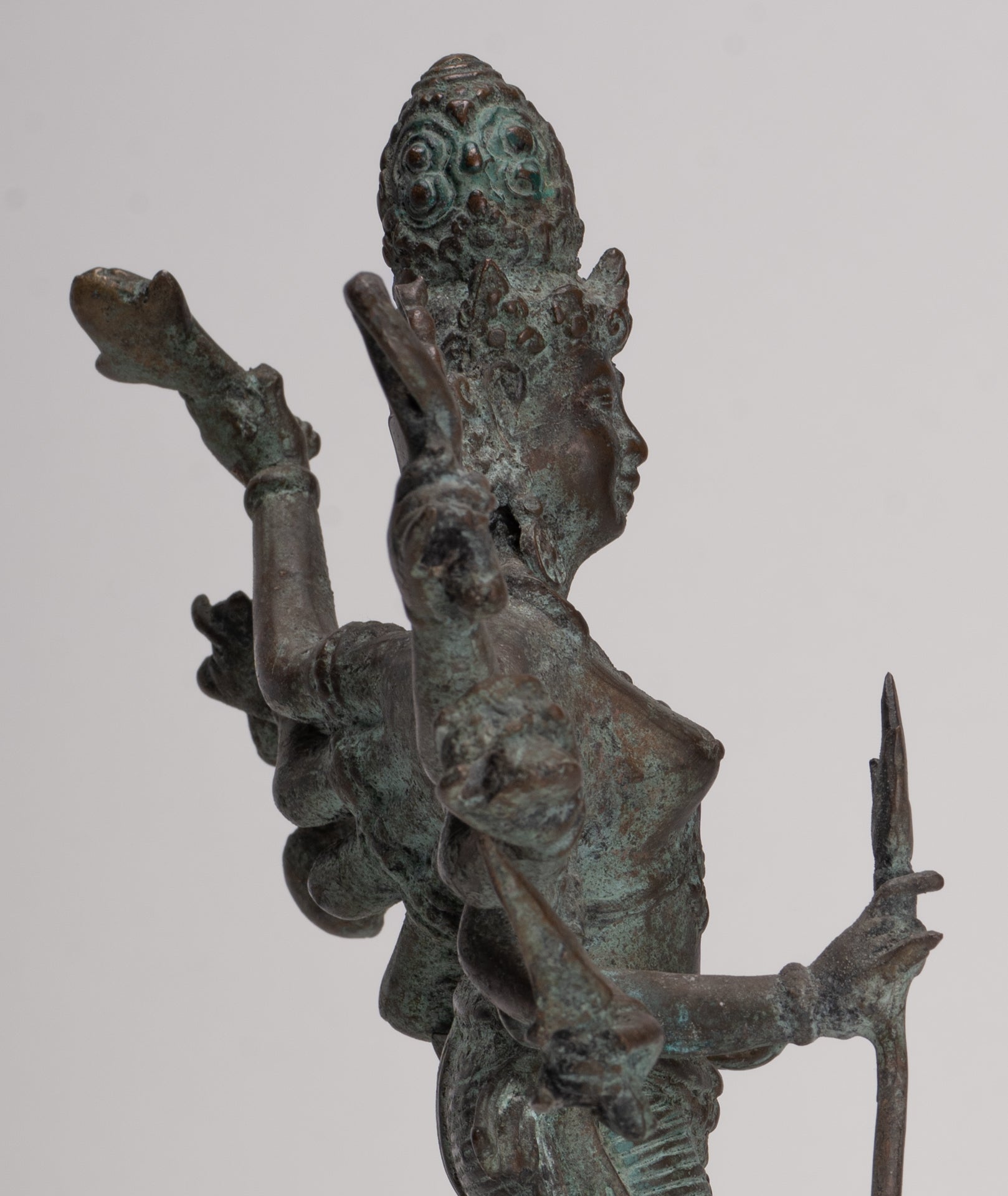Antique Javanese Style Majapahit Simhavahini Durga Statue - 37cm/15"