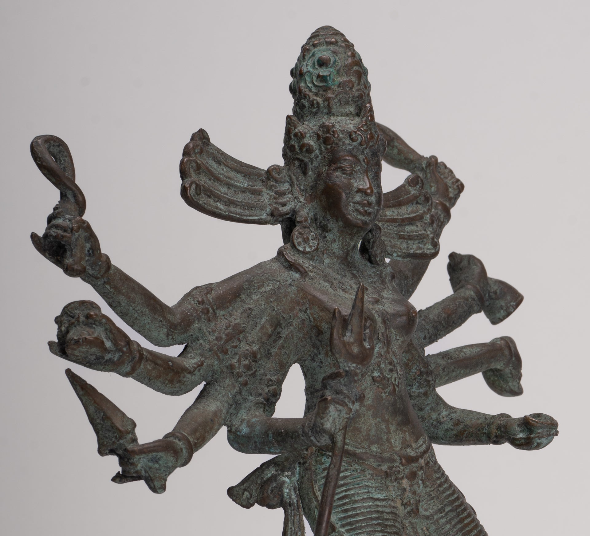 Antique Javanese Style Majapahit Simhavahini Durga Statue - 37cm/15"