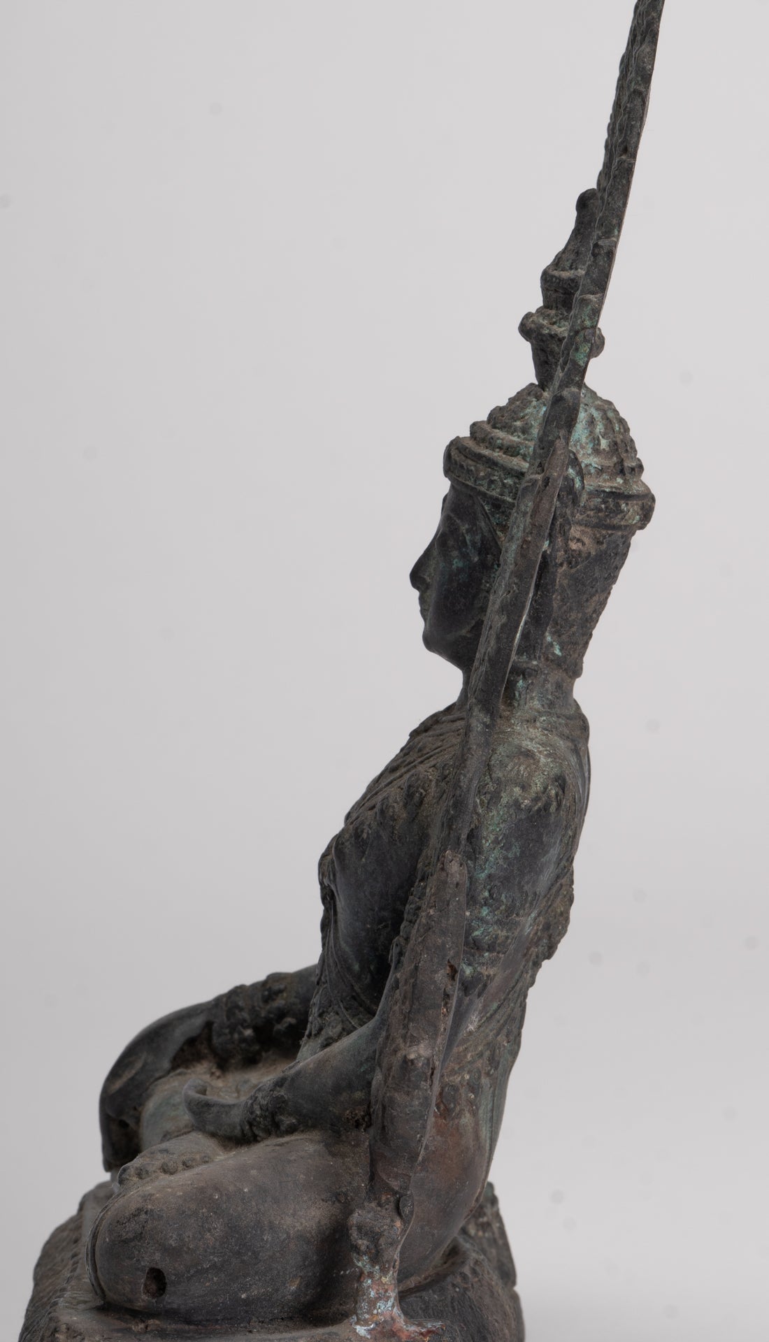 Antique Thai Style Bronze Phitsanulok Chinnarat Buddha Statue - 27cm/11"